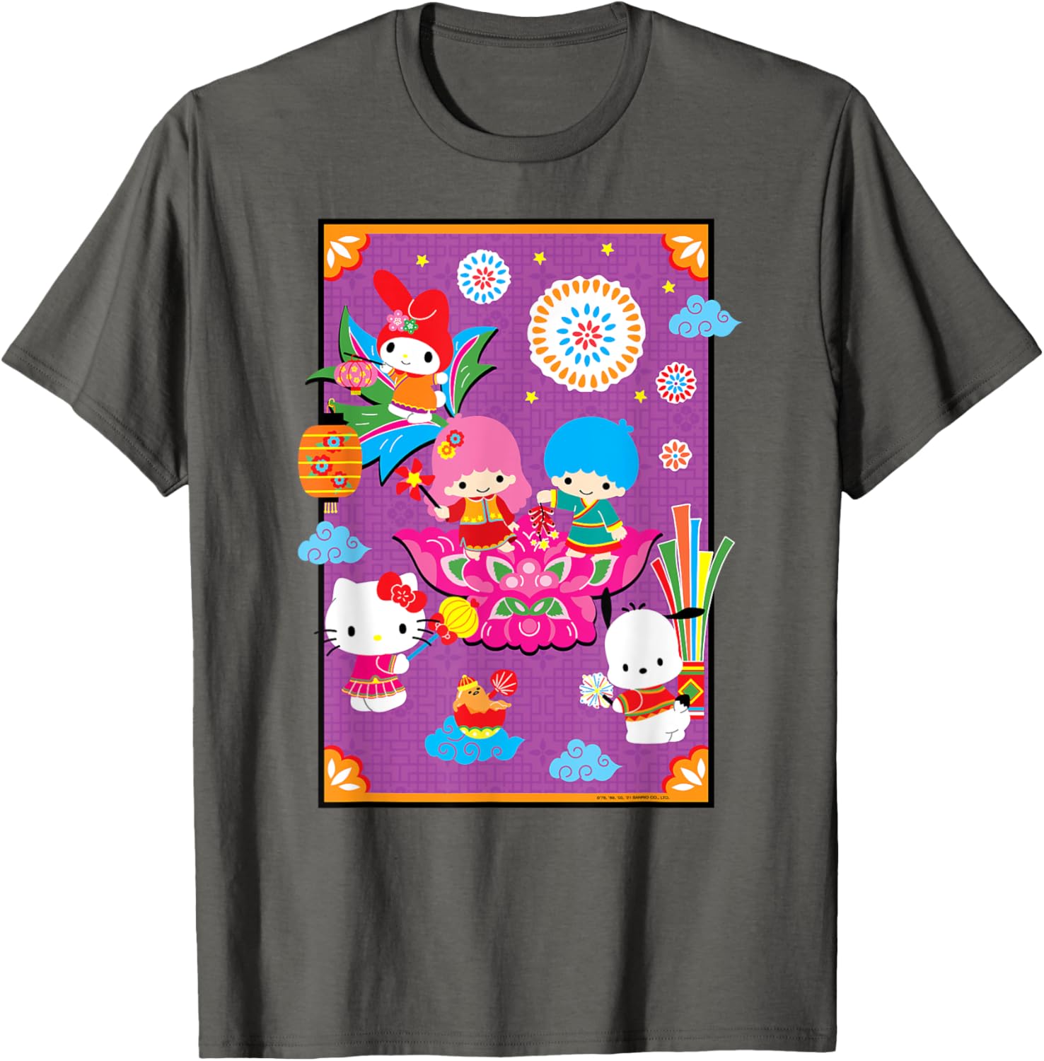 Hello Kitty & Friends Lunar New Year T-Shirt for Adults - Black, Small - 2