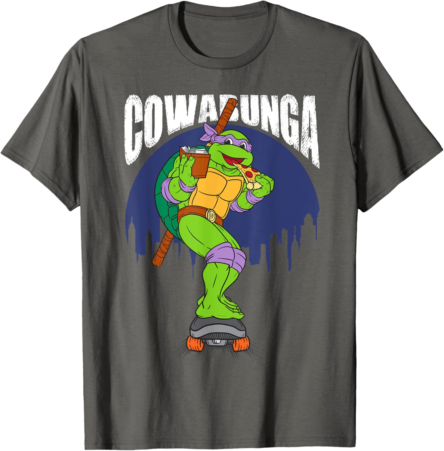 Cowabunga Donatello on Skates Pizza T-Shirt for TMNT Fans - 4