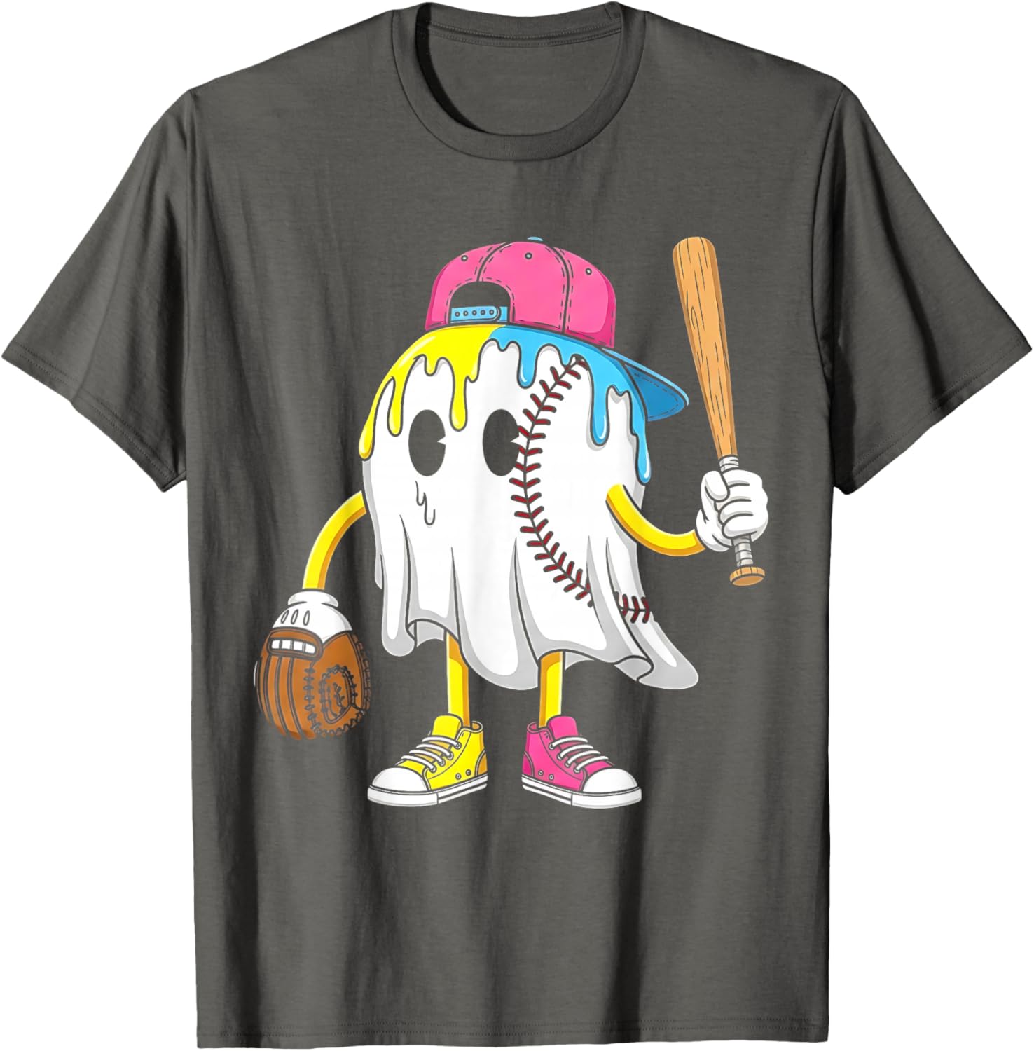 Funny Halloween Baseball Shirt for Boys with Ghost Graphic Design - 7