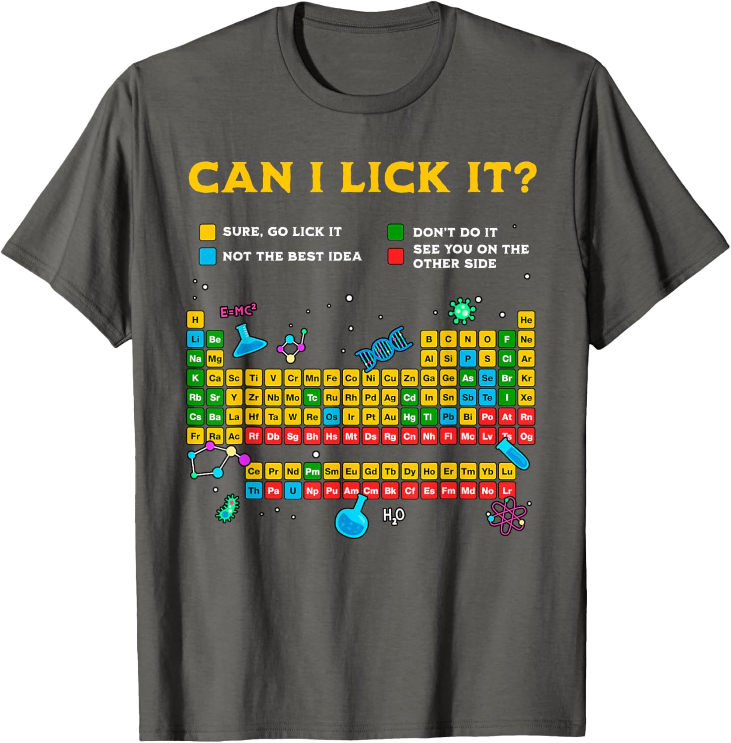 Funny Can I Lick It Periodic Table T-Shirt for Science Teachers and Students - 18