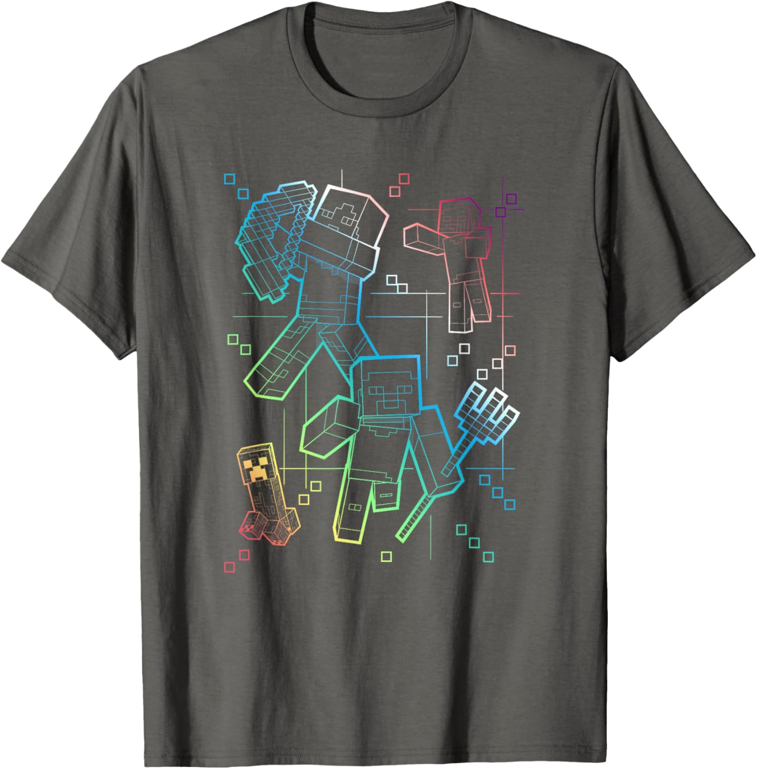 Minecraft Rainbow Collage T-Shirt for Gamers – Fun Group Shot Design - 1