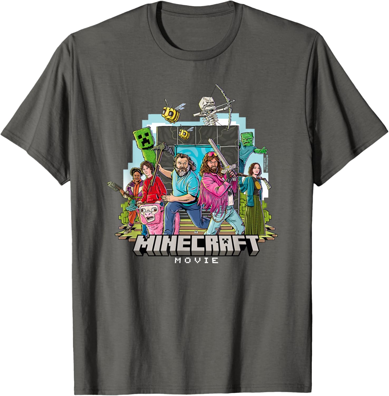 Minecraft Movie Character Group Shot T-Shirt in Cartoon Style - 6
