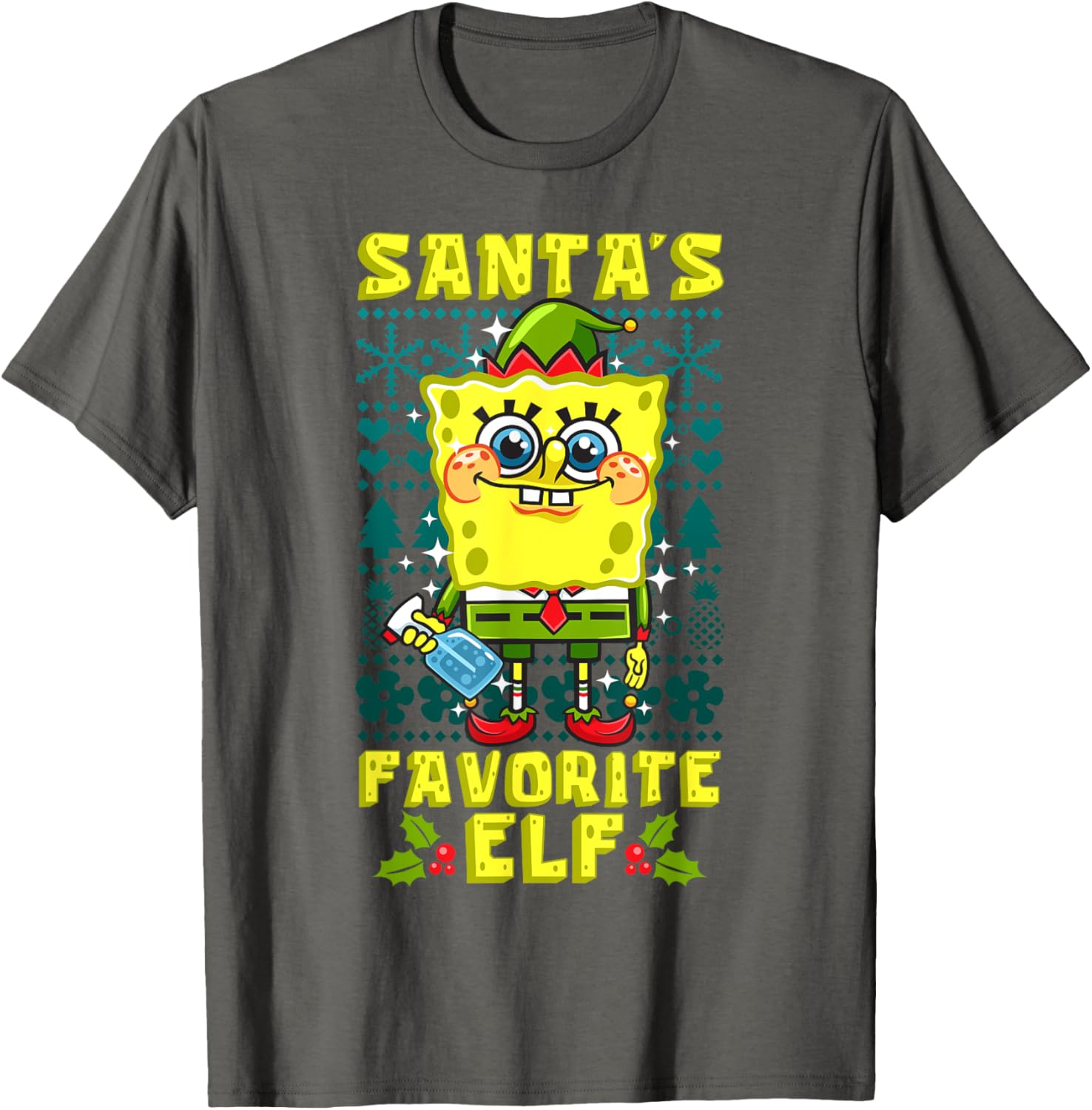Mademark SpongeBob SquarePants Xmas Elf Matching T-Shirt for Holiday Cheer - 1