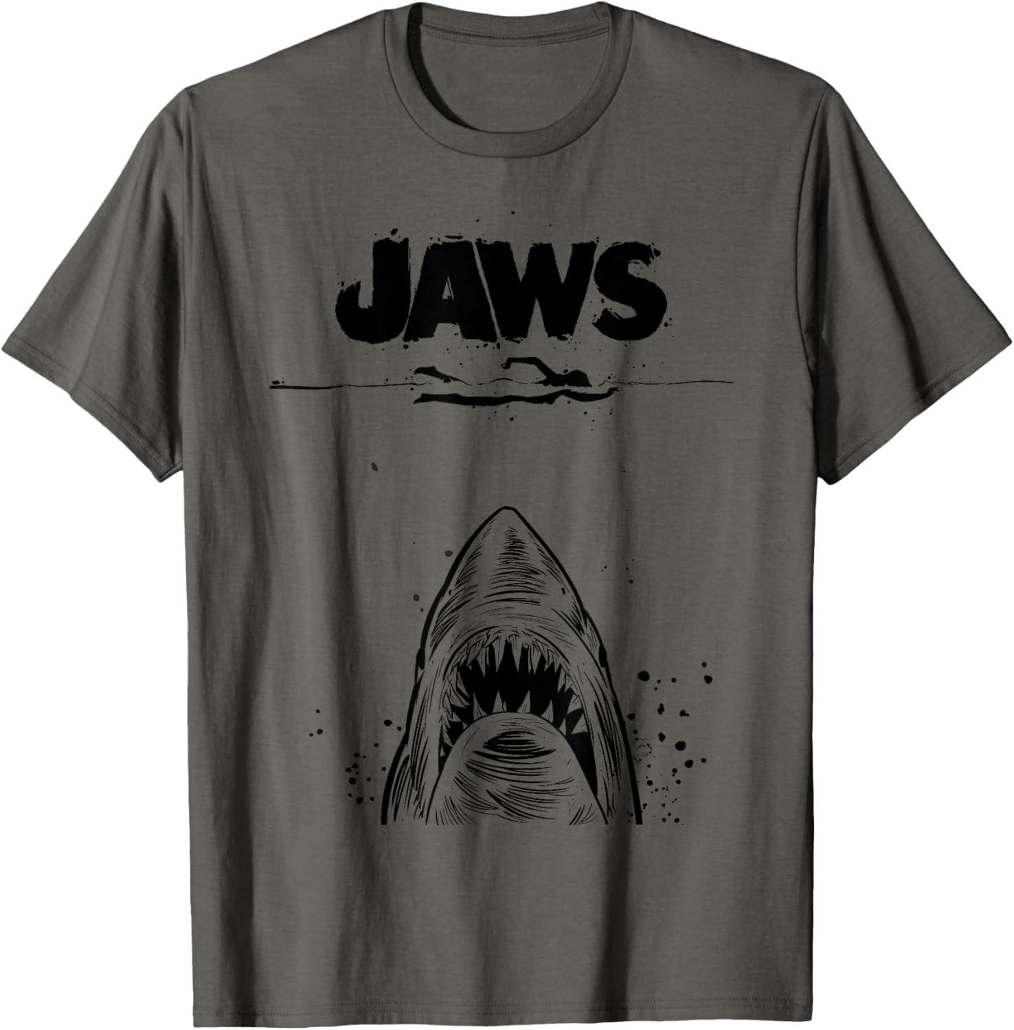 Jaws 50th Anniversary Black and White Sketch 2-Sided T-Shirt - 6