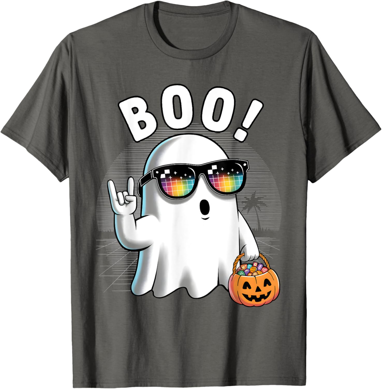 Rock Ghost Retro Halloween Pumpkin T-Shirt for Fun Spooky Style - 9