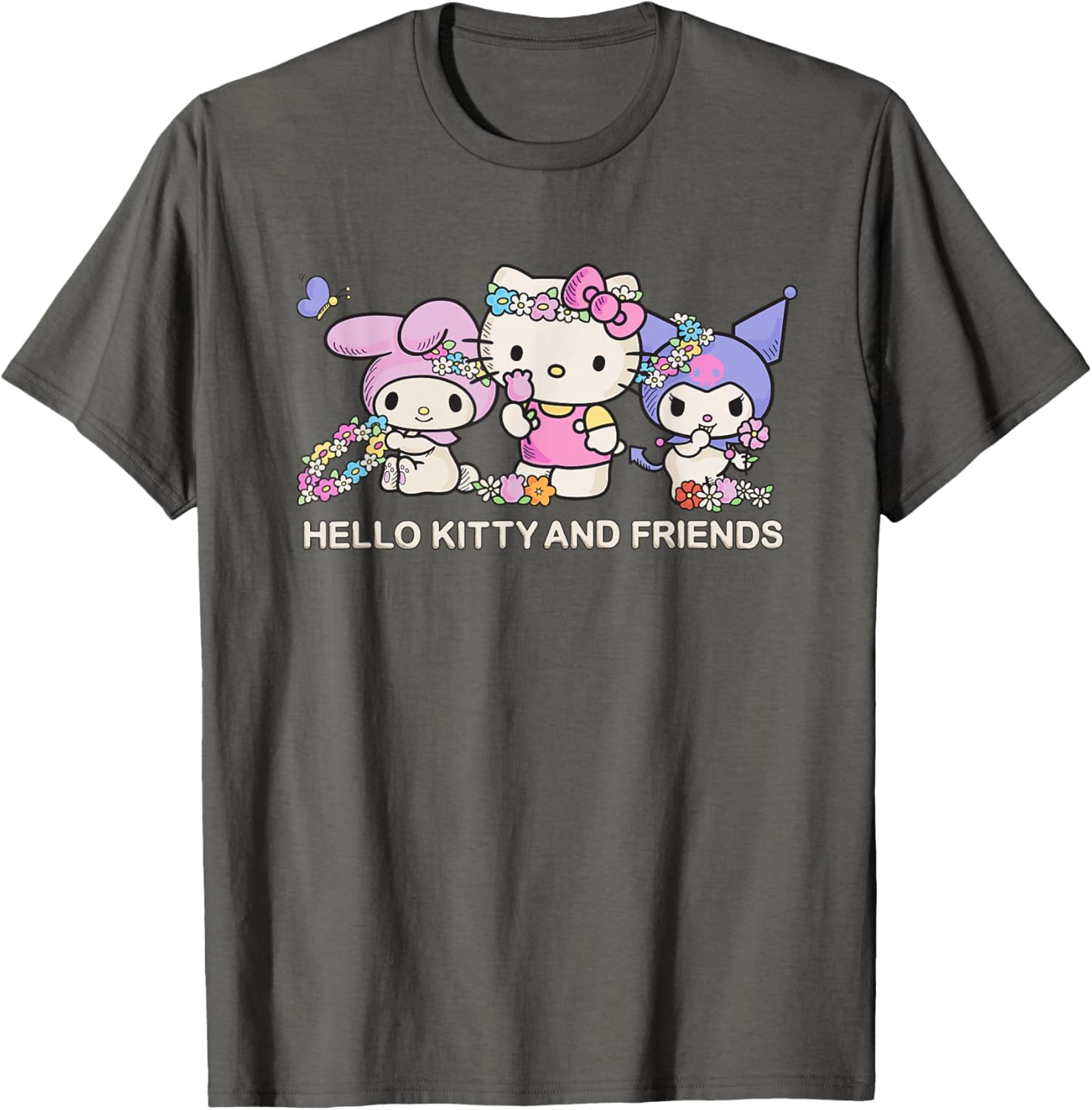 Hello Kitty and Friends Flower Crowns T-Shirt in Black for Kids Small - 6