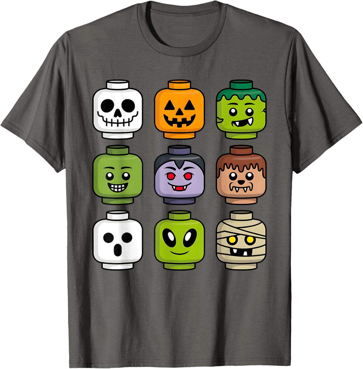 Halloween Building Brick T-Shirt for Boys with Pumpkin Ghost and Zombie Design - 21