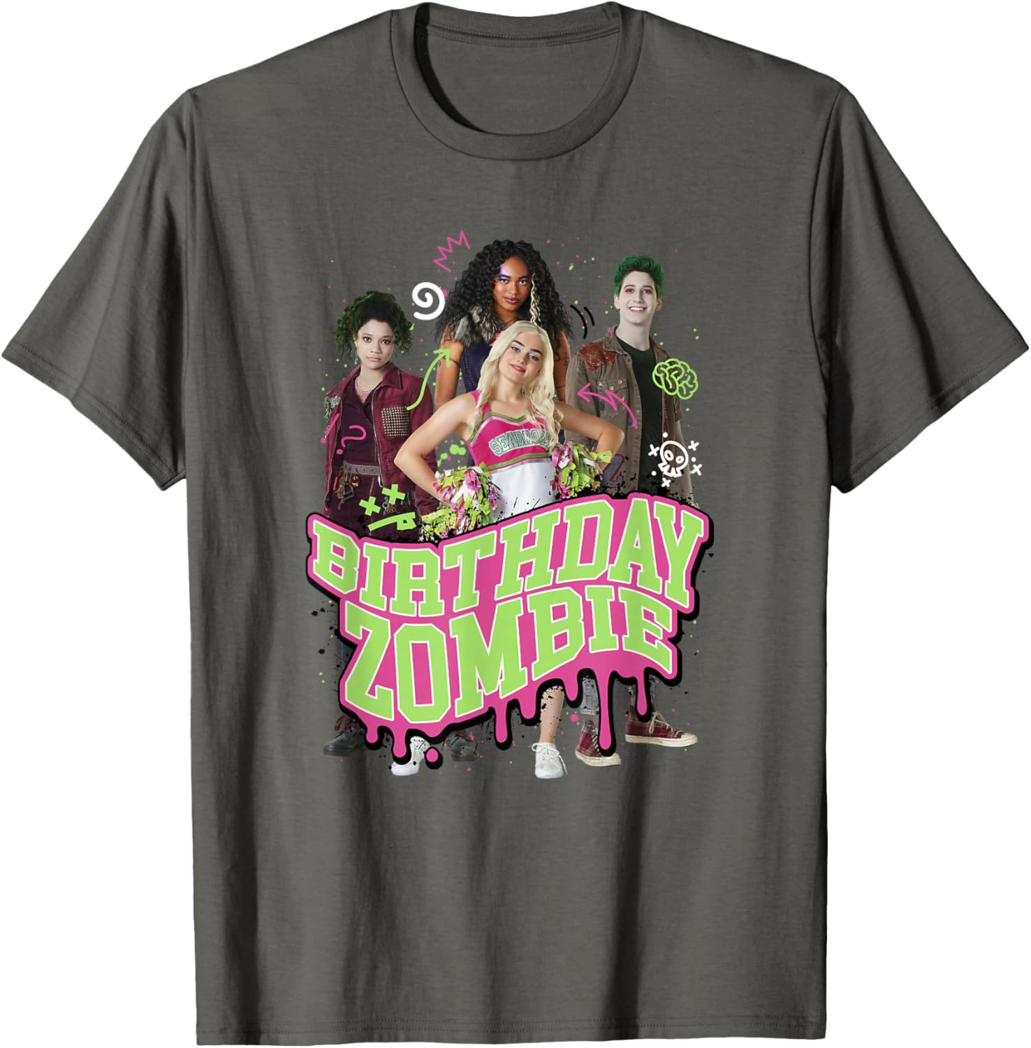 Disney Zombies Birthday Zombie Group Poster T-Shirt for Kids and Fans - 3