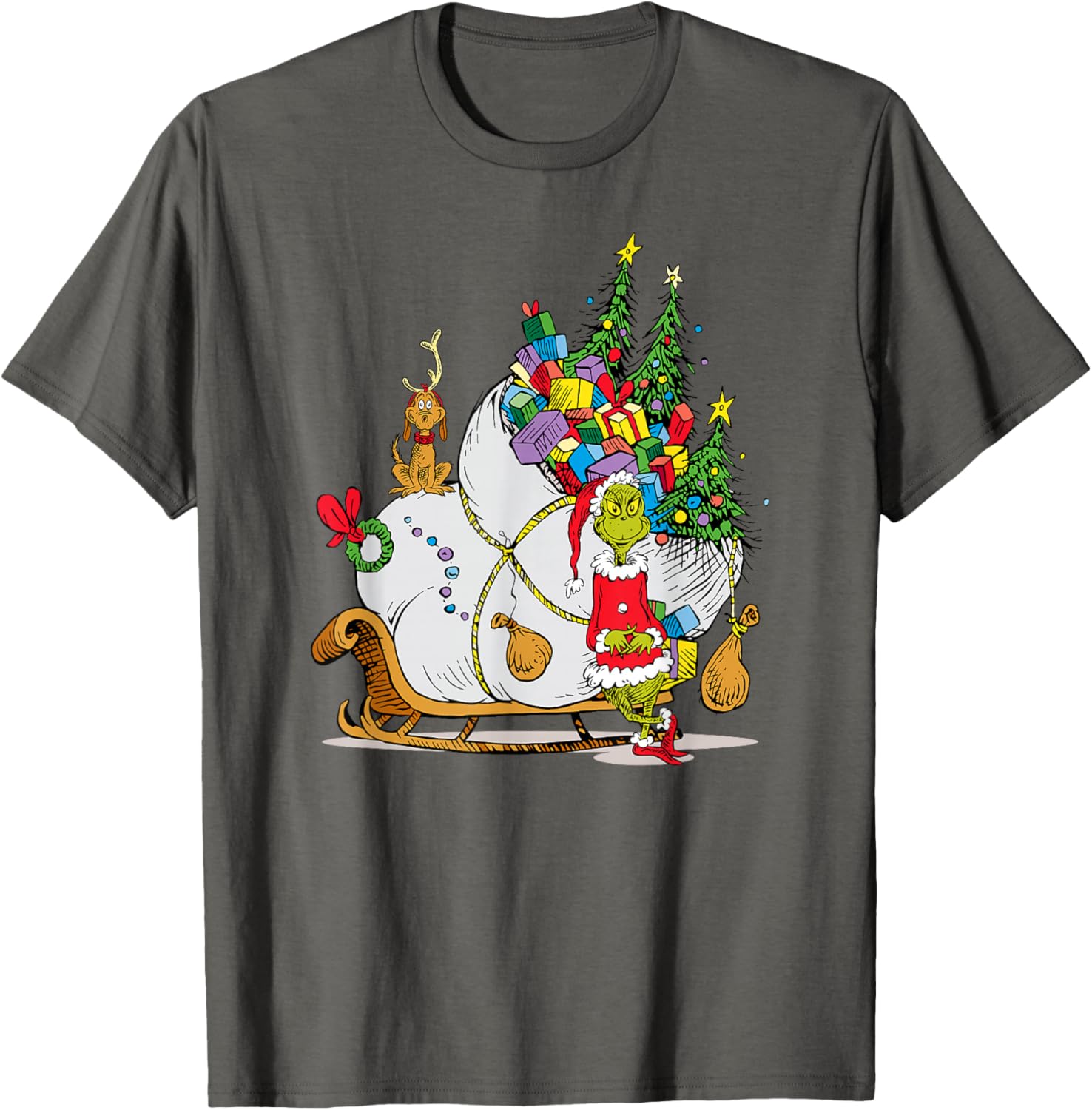 Dr. Seuss Grinch Sleigh T-Shirt - Fun Christmas Apparel for Everyone - 4