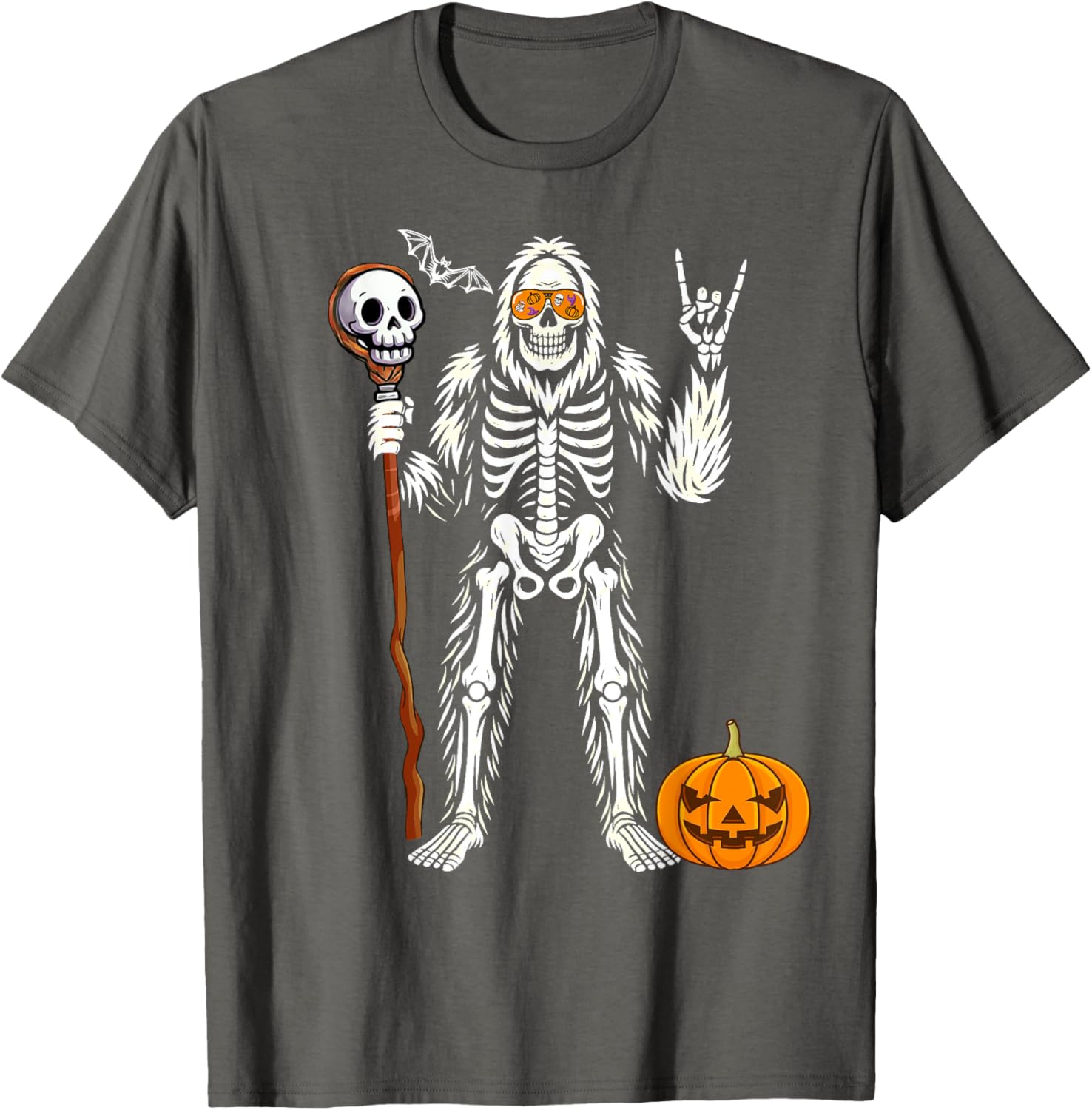 Halloween Skeleton Bigfoot Pumpkin Skull T-Shirt for Men and Boys - 17