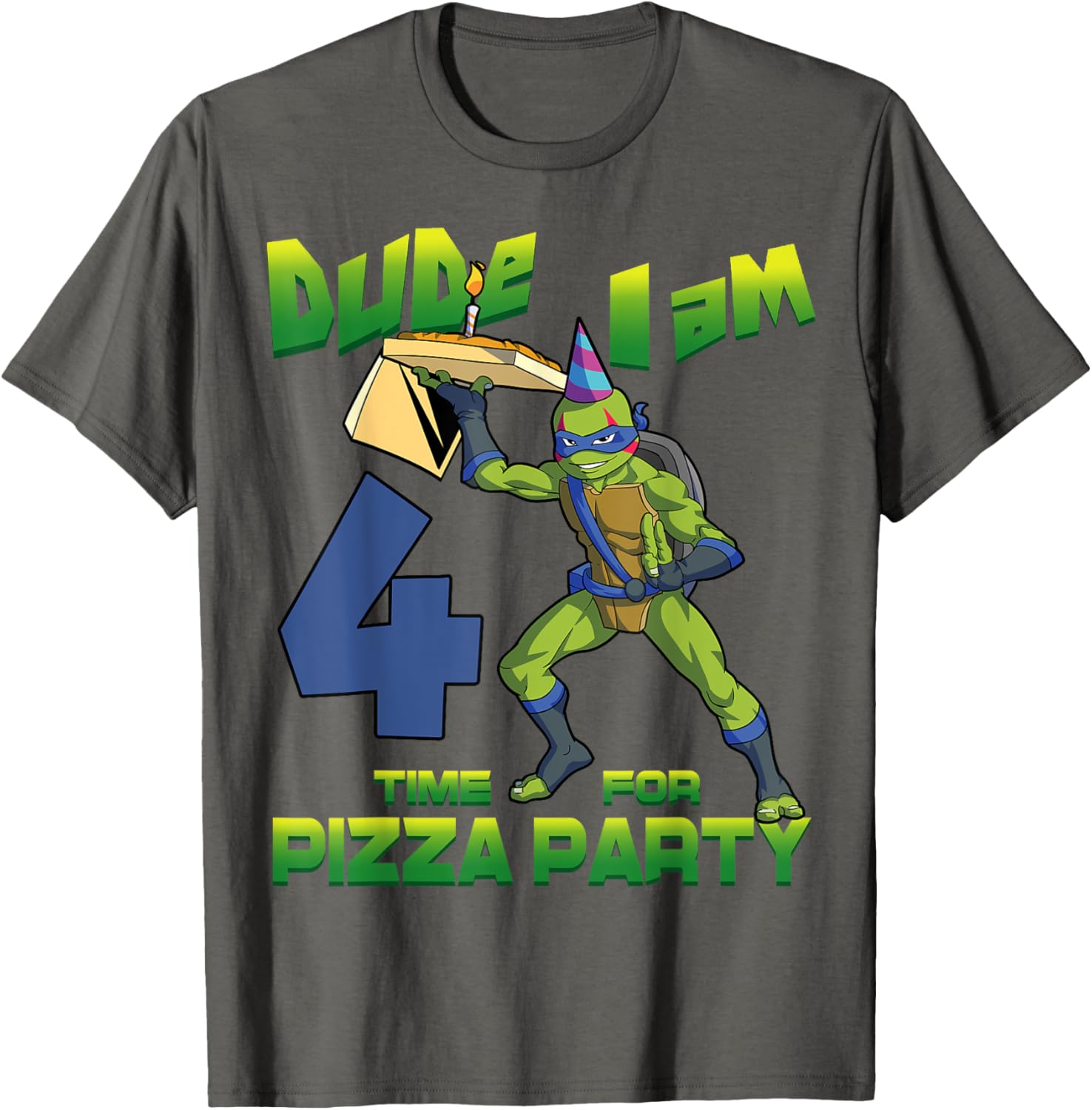 TMNT Leo Pizza Birthday Party T-Shirt for 4 Year Olds - Fun Design - 9