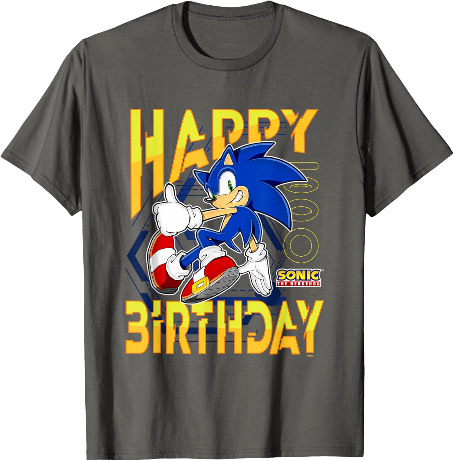 Sonic The Hedgehog Birthday T-Shirt with Thumbs Up Logo for Kids - 10
