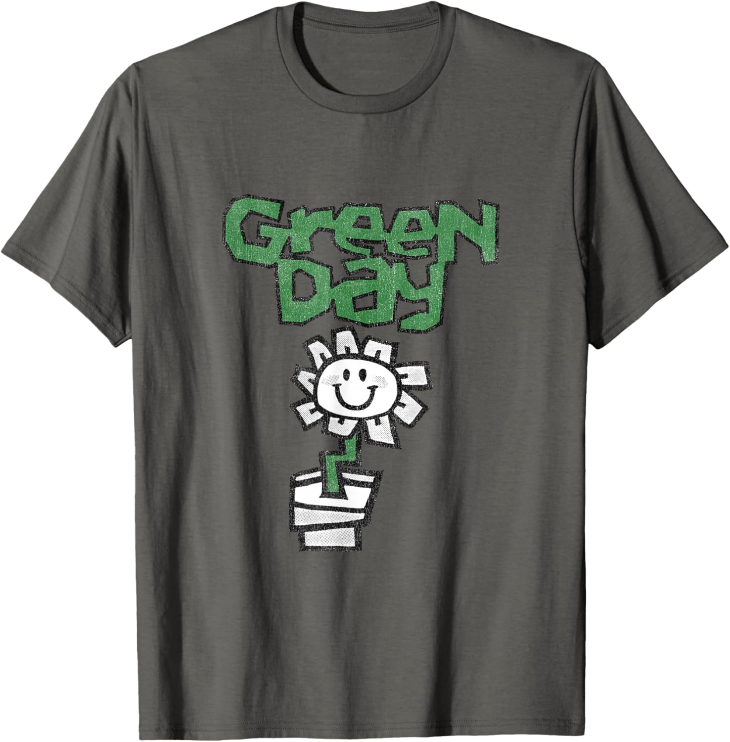 Green Day Flower Pot T-Shirt for Fans of Music and Nature Style - 1