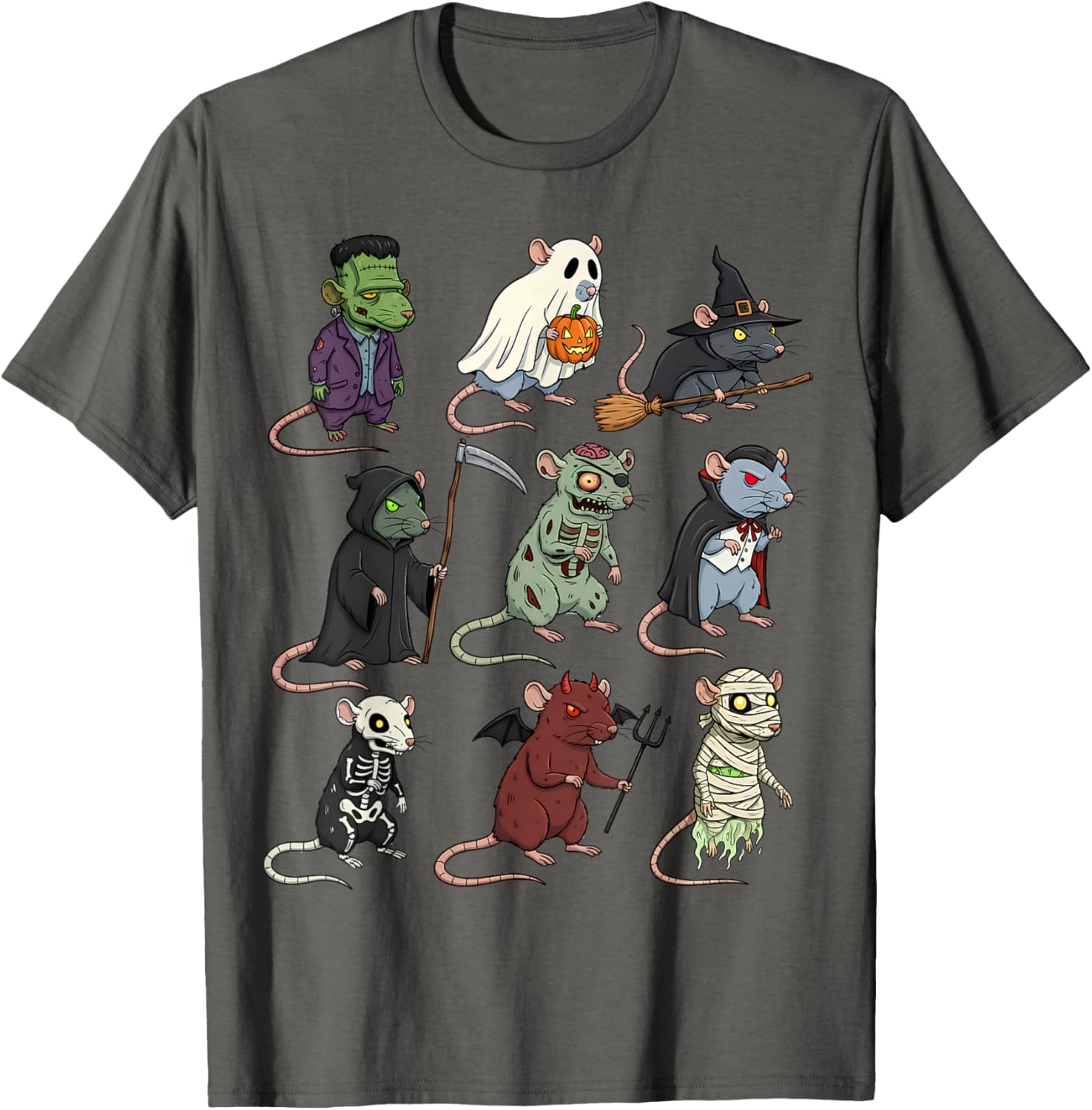 Spooky Witch Zombie Rat Halloween T-Shirt for Boys and Girls - 22