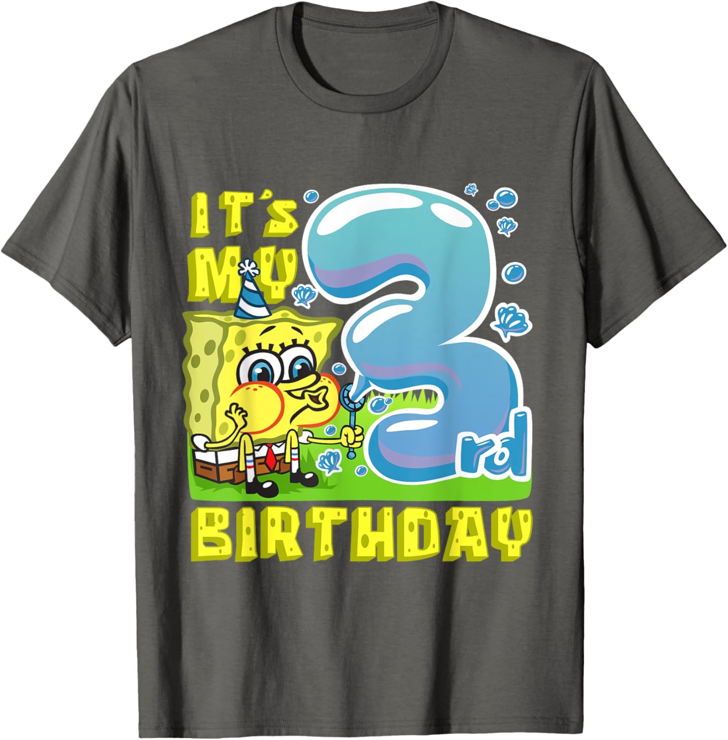 Mademark SpongeBob Third Birthday T-Shirt for Boys and Girls - 2
