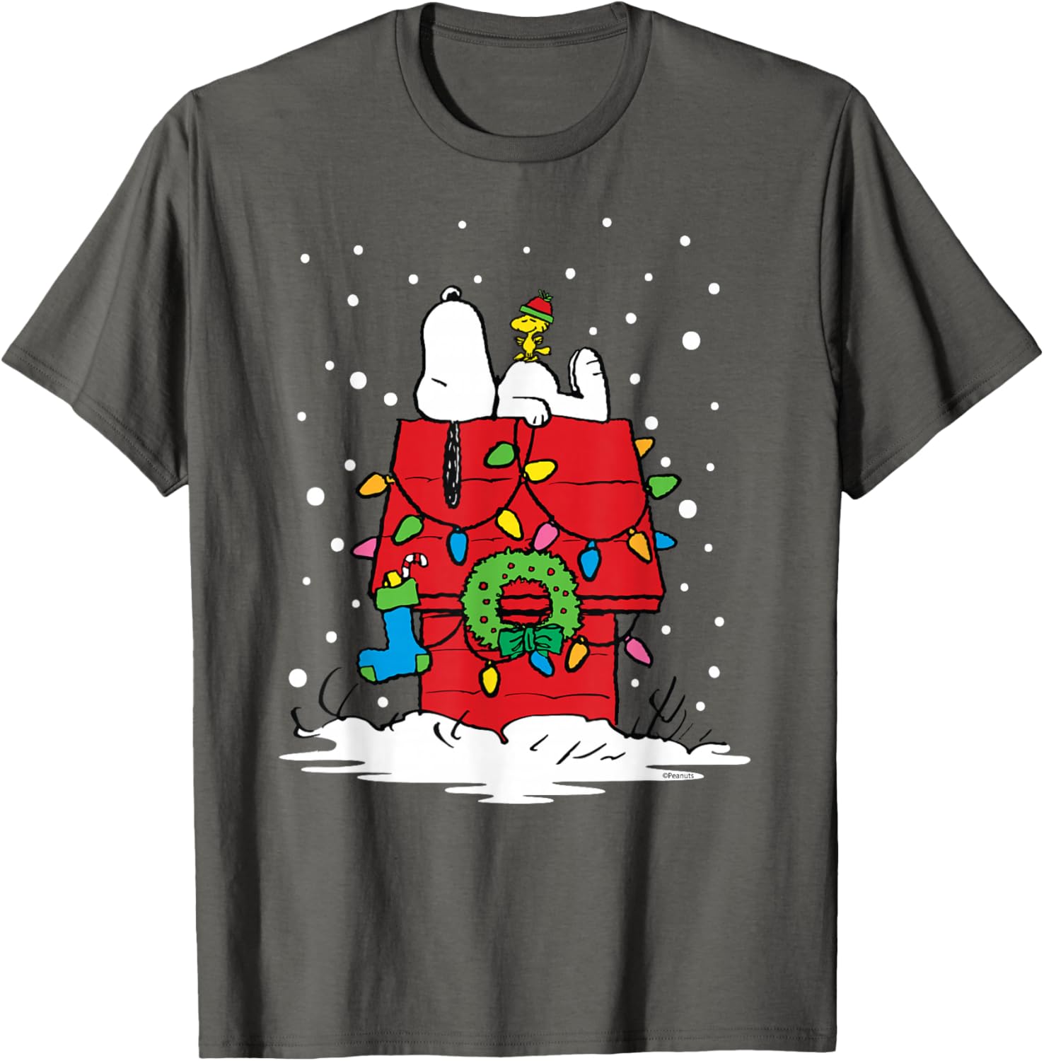 Peanuts Snoopy Woodstock Holiday Stocking T-Shirt for Festive Fun - 1