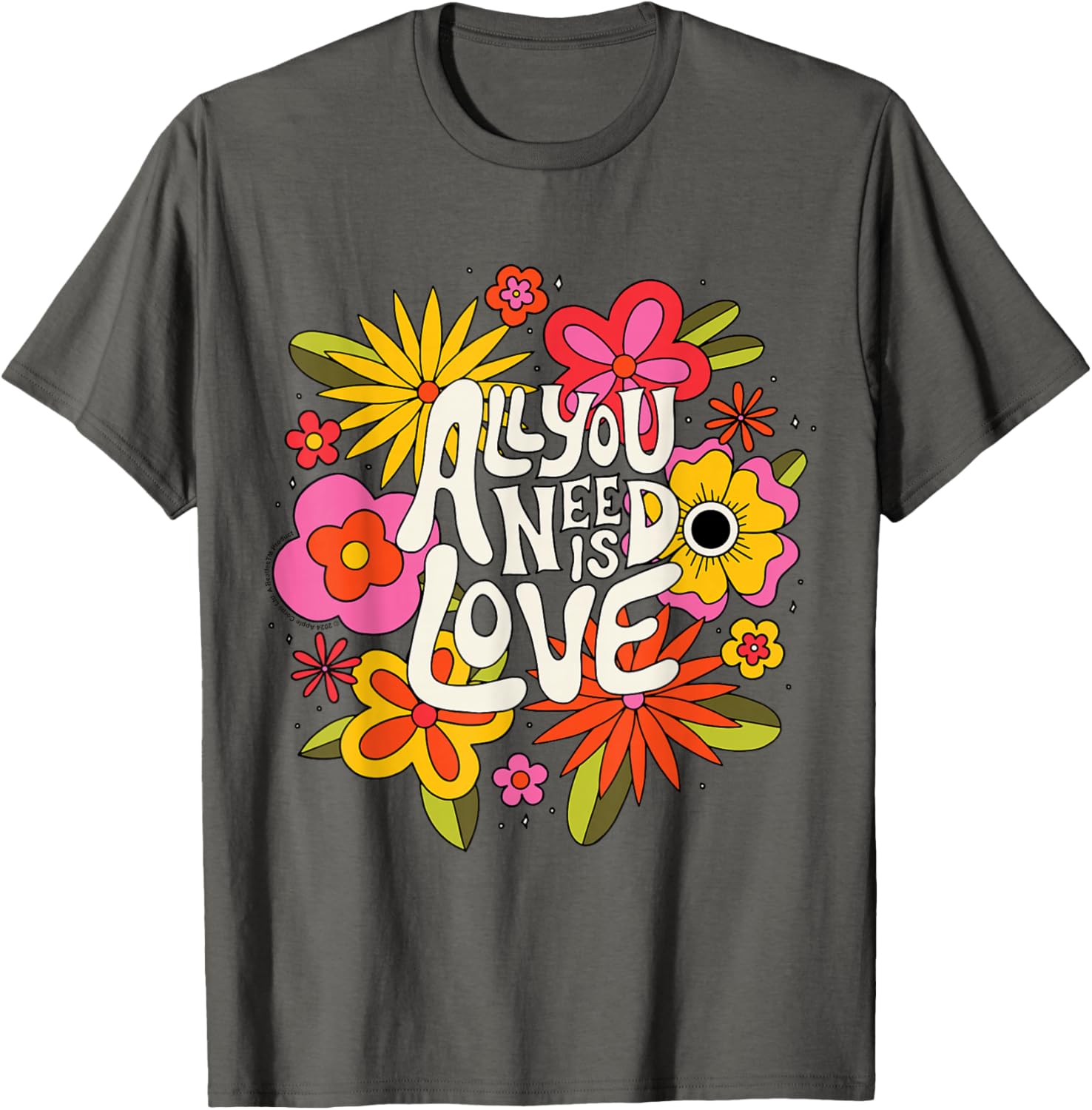 The Beatles All You Need Is Love Retro Floral T-Shirt for Music Lovers - 4