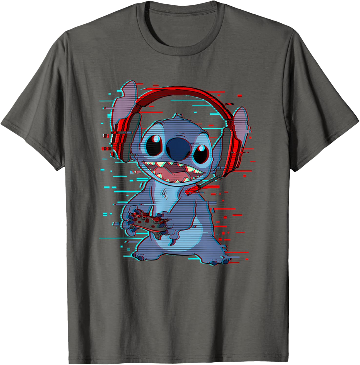 Disney Lilo and Stitch Gamer Glitch Headset and Controller T-Shirt - 12