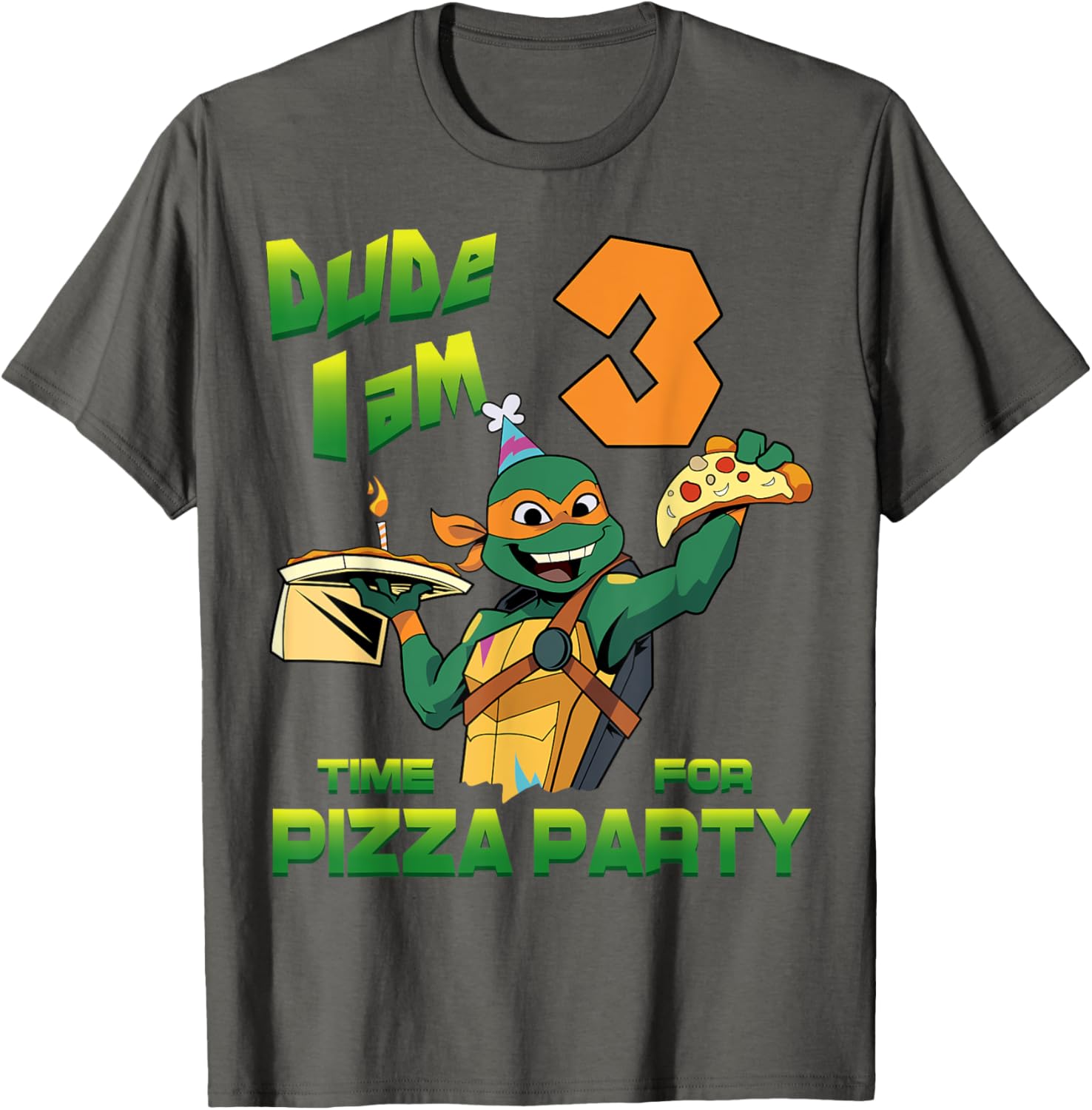 Mademark Teenage Mutant Ninja Turtles Mikey 3rd Birthday Pizza T-Shirt - 6