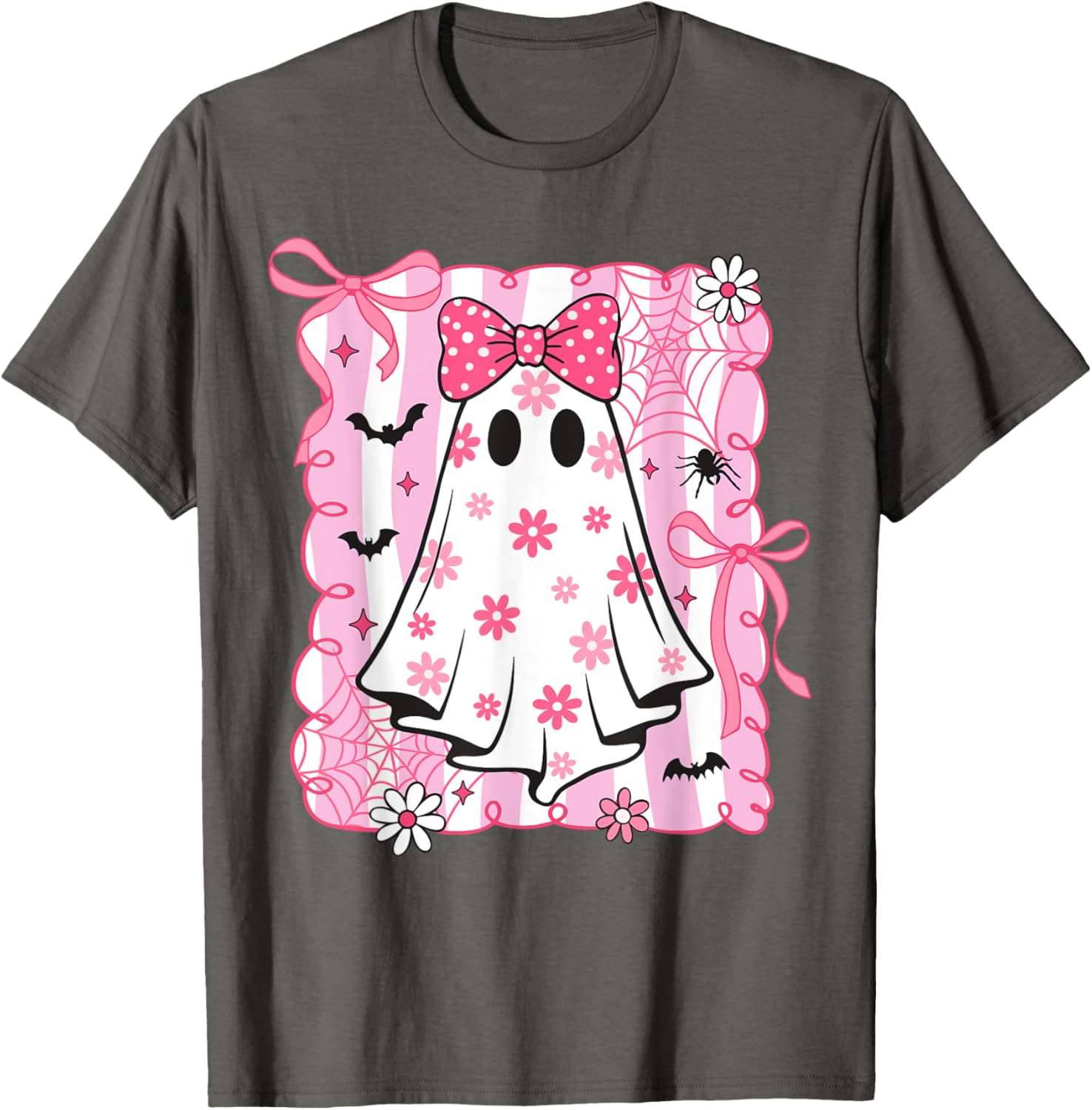 Spooky Vibes Pink Ghost T-Shirt for Women and Kids - Perfect Halloween Style - 10