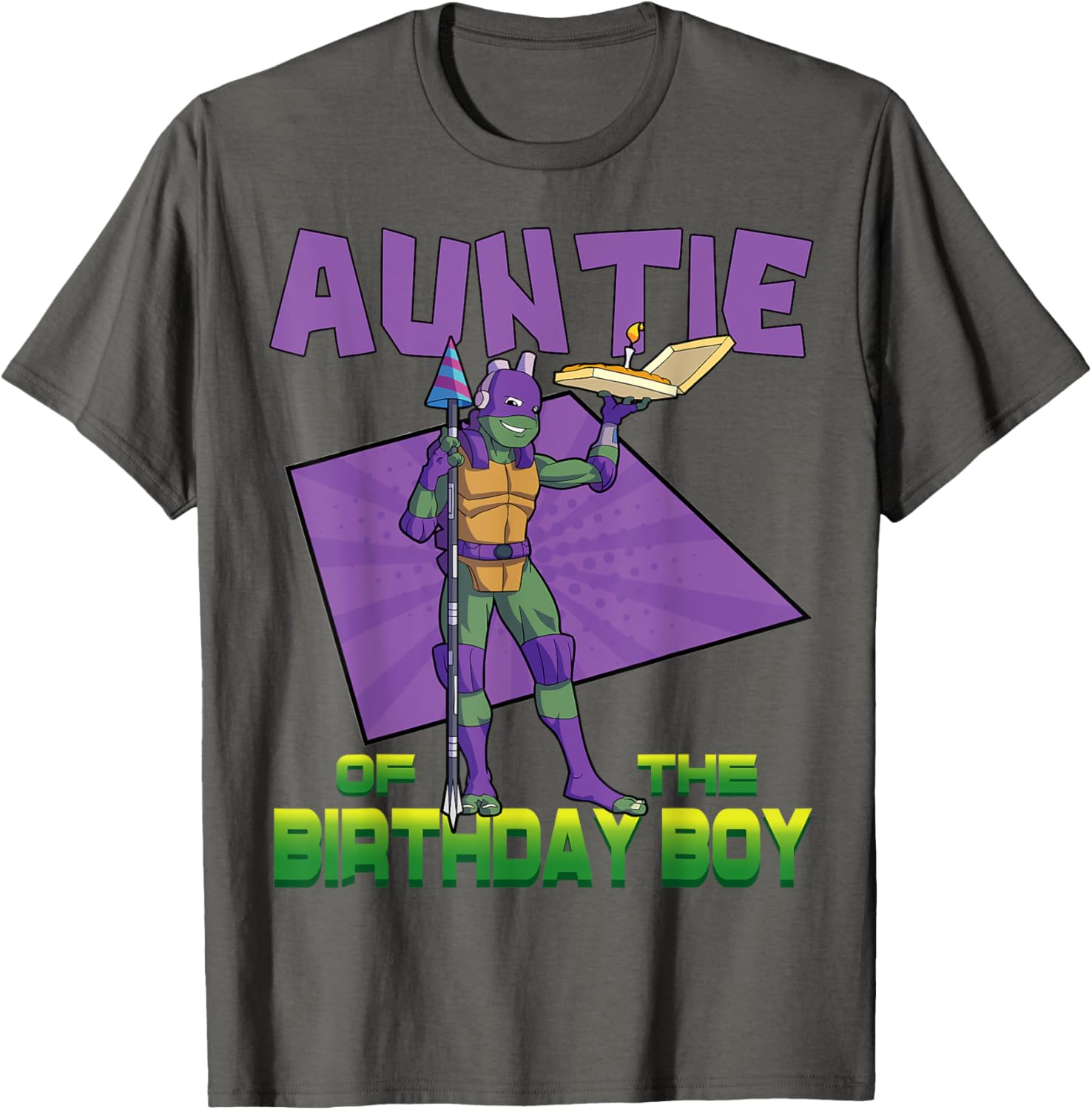 Mademark TMNT Donnie Auntie Birthday Pizza Party T-Shirt for Kids - 17
