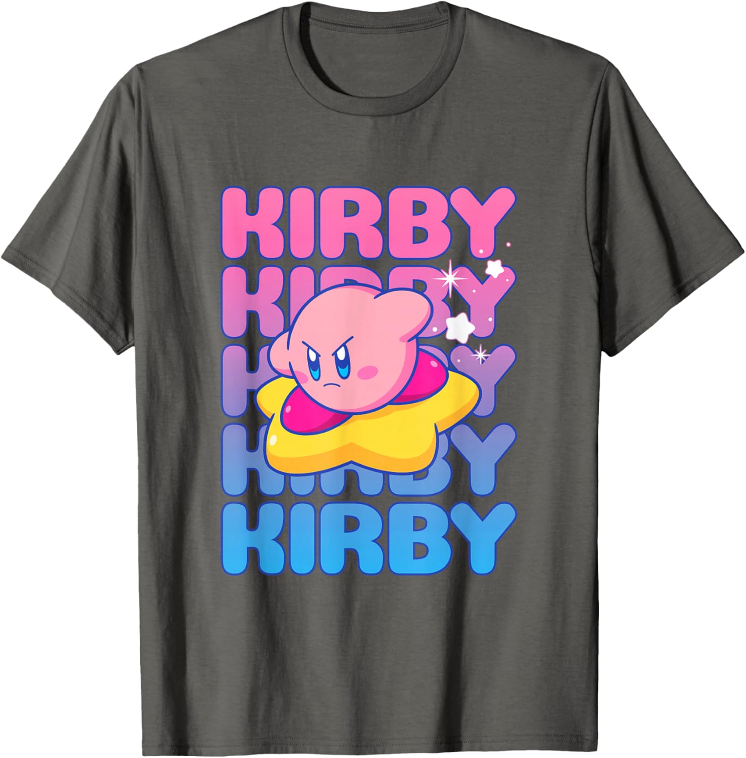 Kirby Nintendo Big Bubble Text Stack T-Shirt for Gamers and Fans - 13