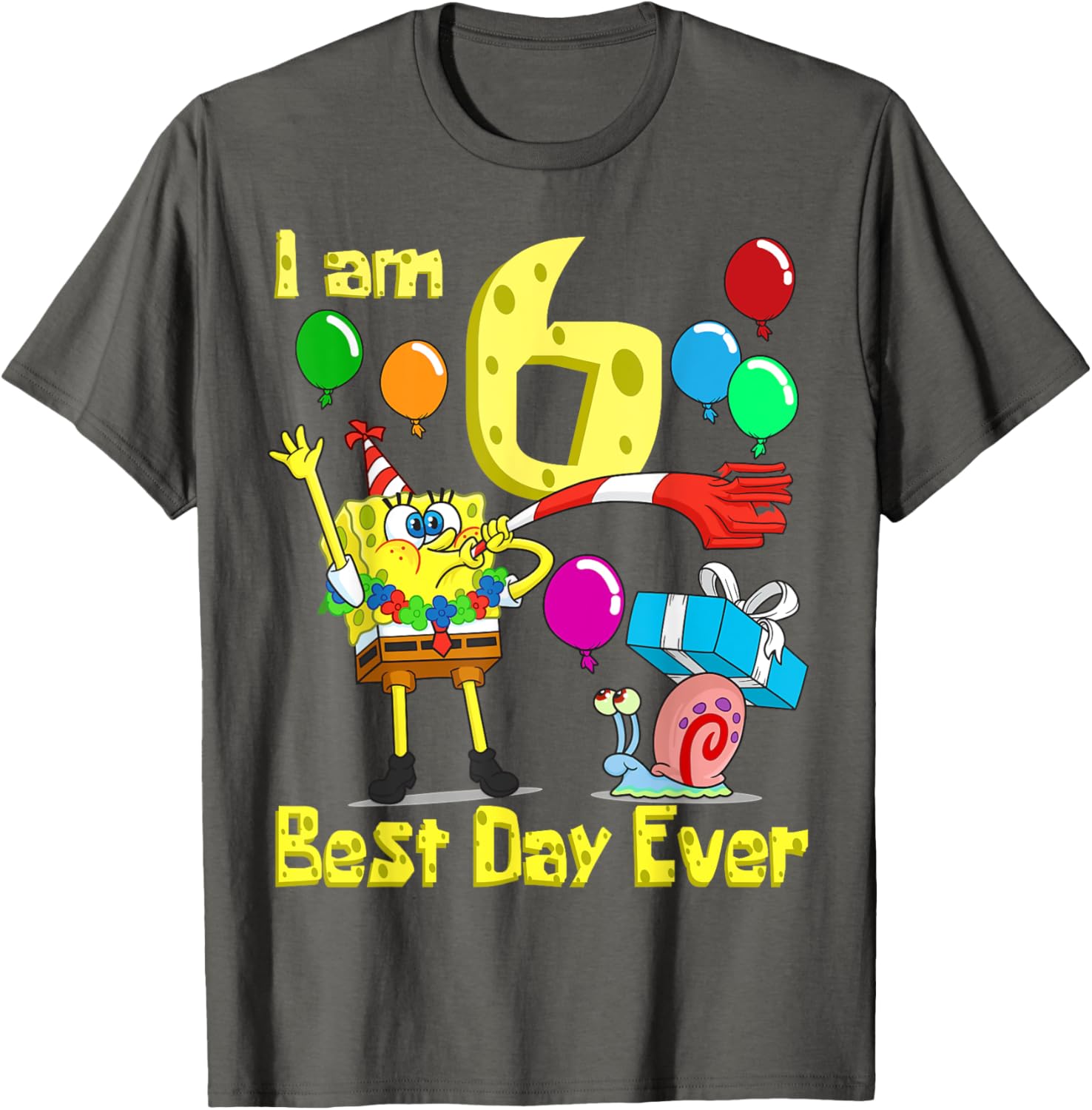 SpongeBob SquarePants Birthday T-Shirt for 6 Year Olds Fun Party Wear - 15