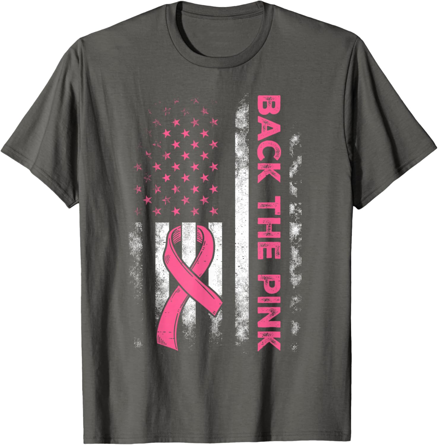 Back The Pink US Flag Breast Cancer Awareness T-Shirt for All Ages - 16