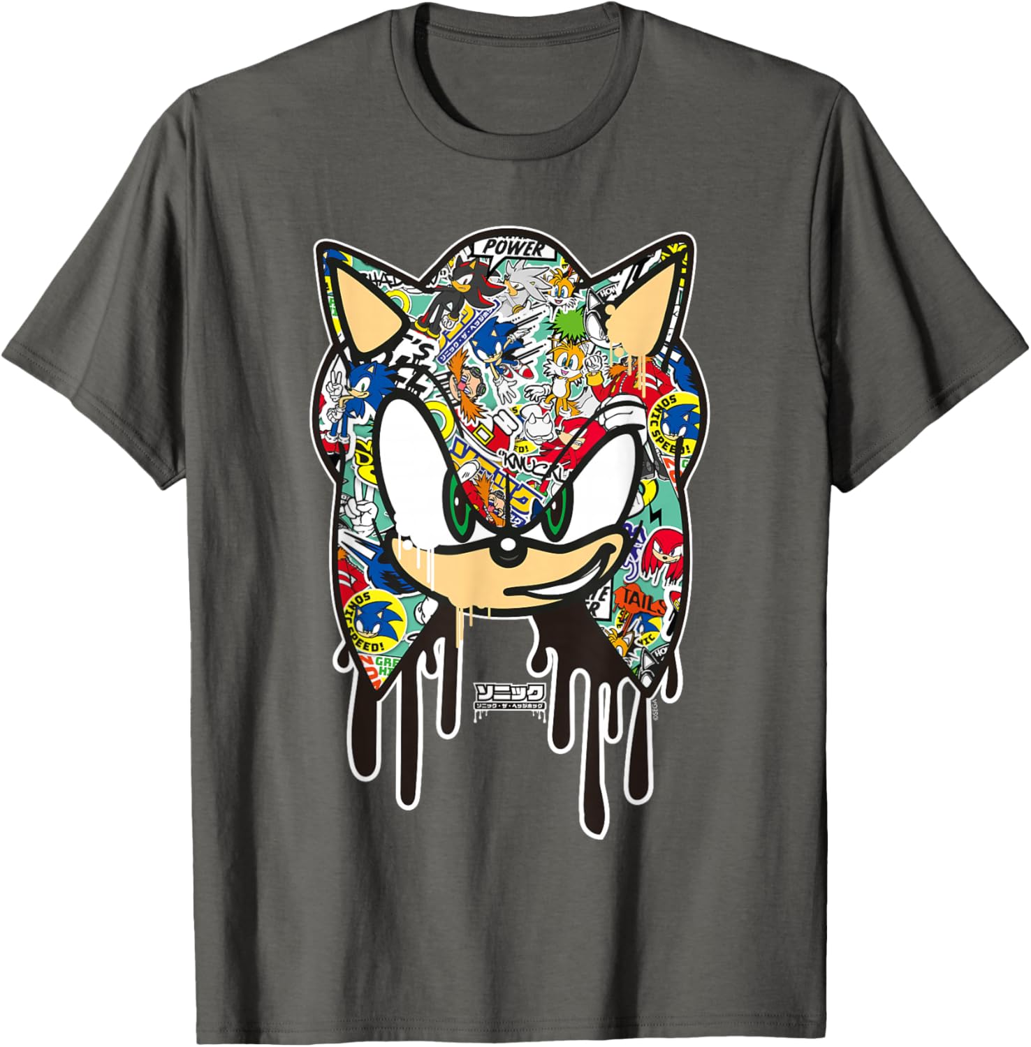 Sonic the Hedgehog Sticker T-Shirt for Fans of Cool Cartoon Style - 3
