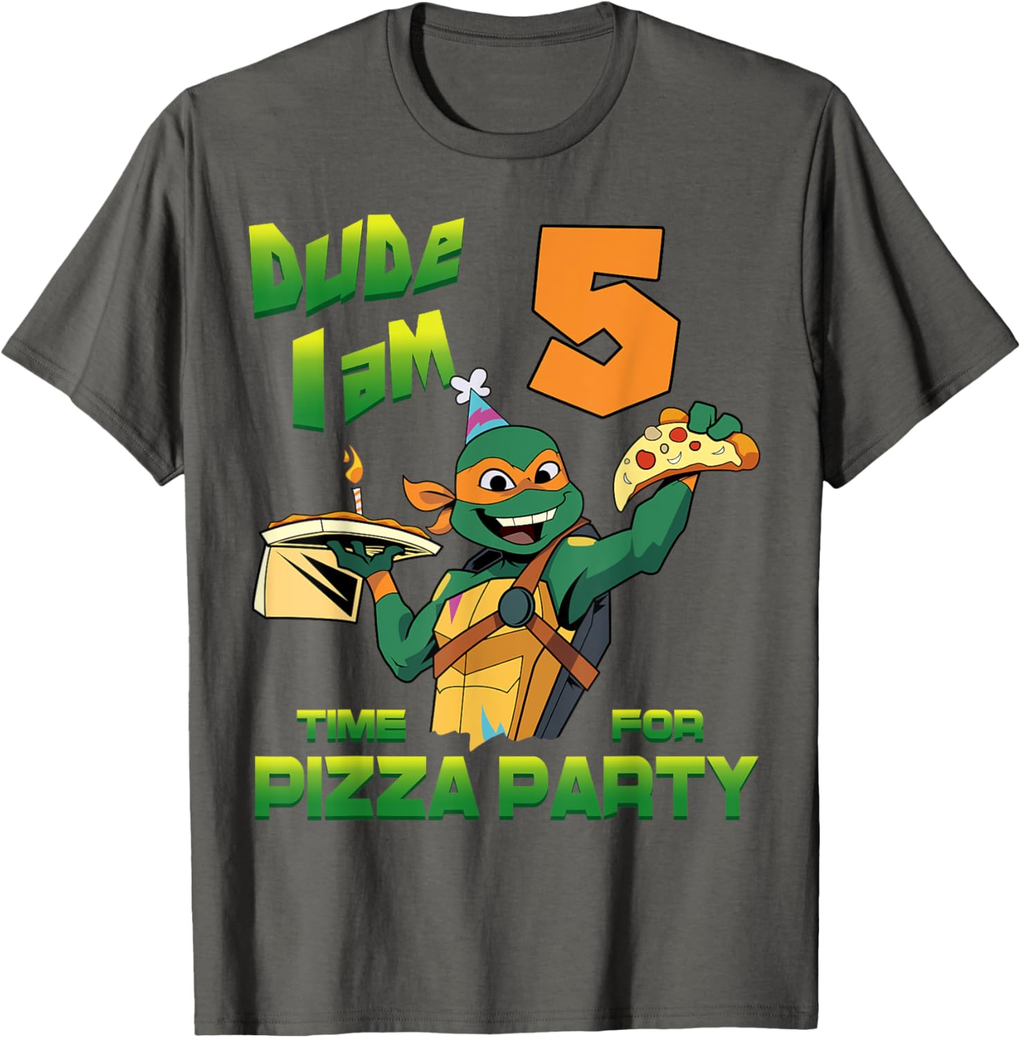 Mademark Teenage Mutant Ninja Turtles Mikey Pizza Birthday T-Shirt for Kids - 17