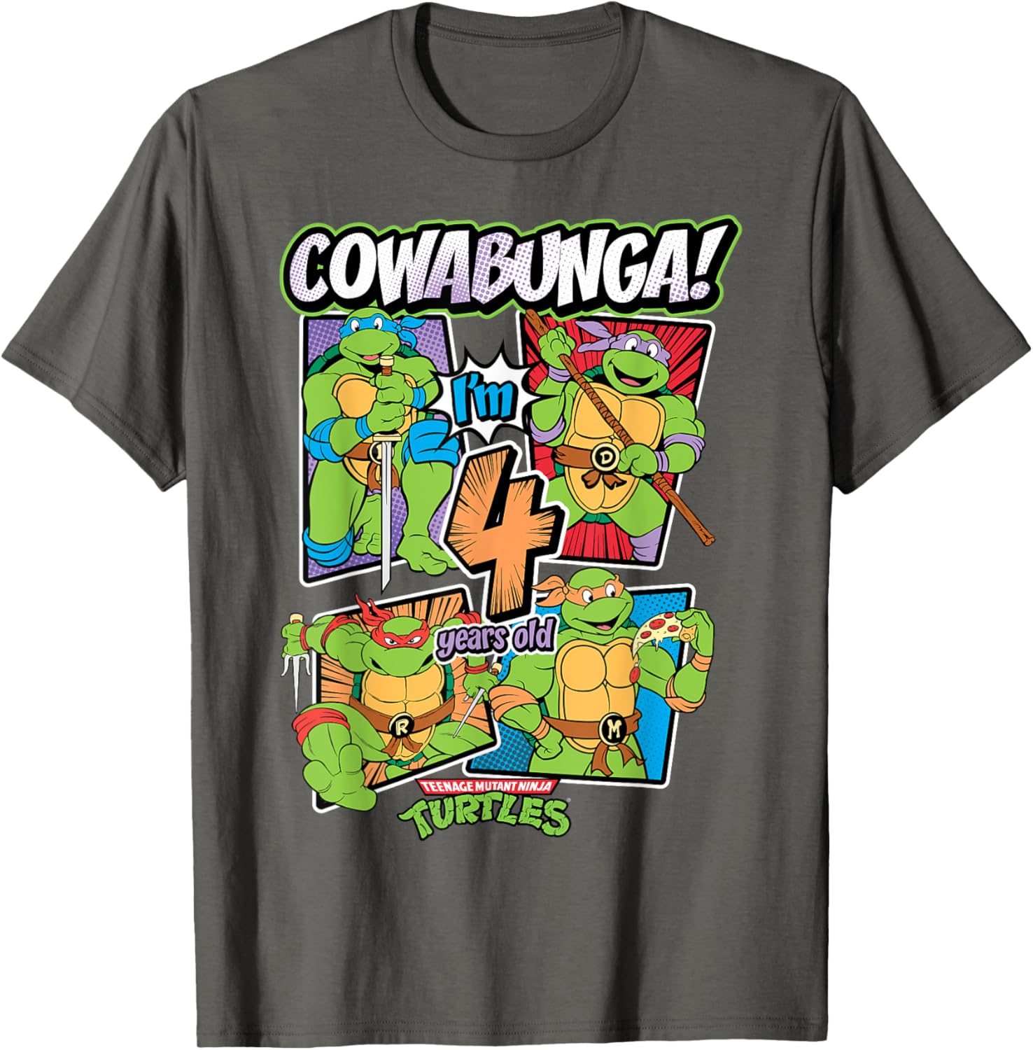 Cowabunga I'm 4 Years Old TMNT T-Shirt for Kids - Fun Ninja Turtles Apparel - 16