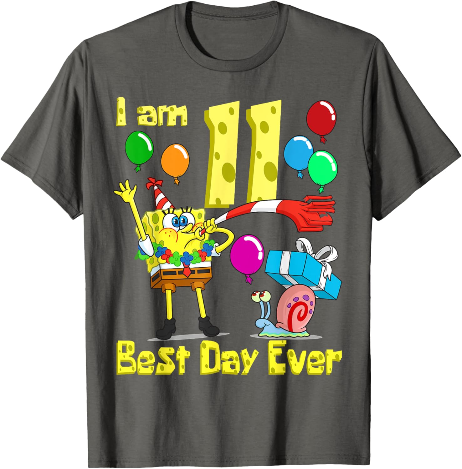 SpongeBob Birthday T-Shirt for 11 Year Olds Fun Party Apparel - 16