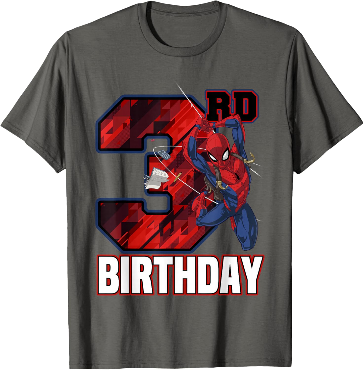Spider-Man Web Swing 3rd Birthday T-Shirt for Kids Fun Party Wear - 7