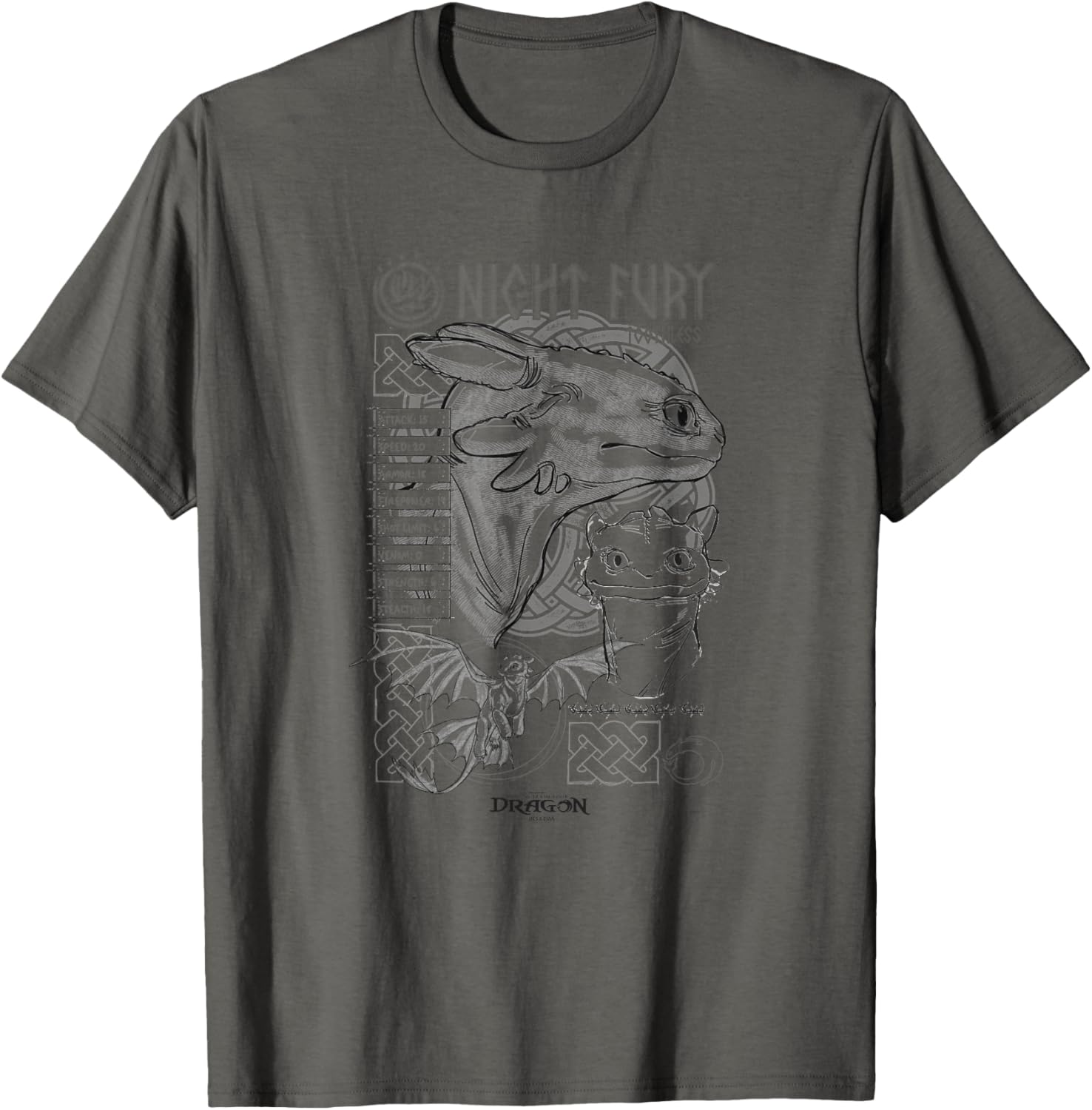 DreamWorks Dragons Toothless Night Fury Sketch T-Shirt for Fans - 14