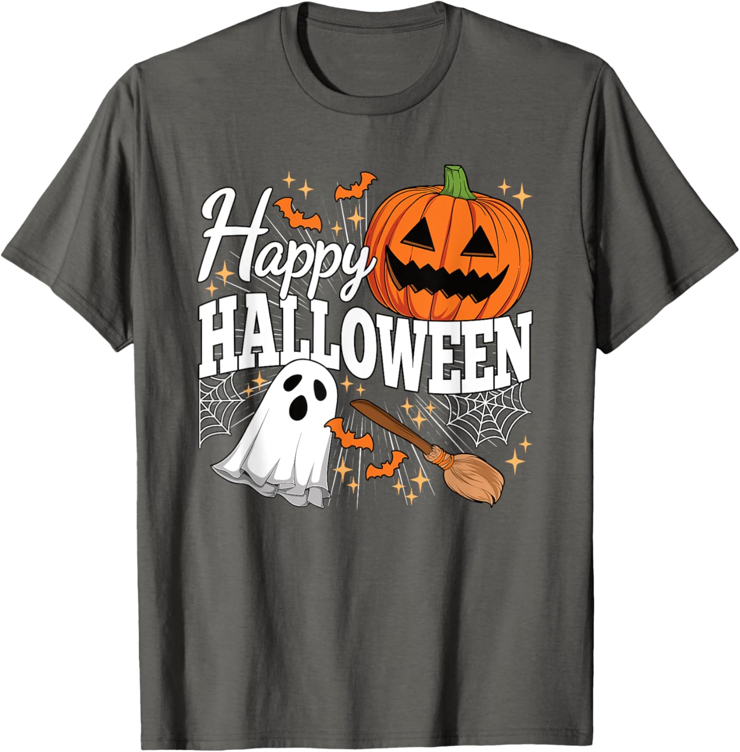 Happy Halloween Ghost Pumpkin Tee for Men, Women, and Kids - 4