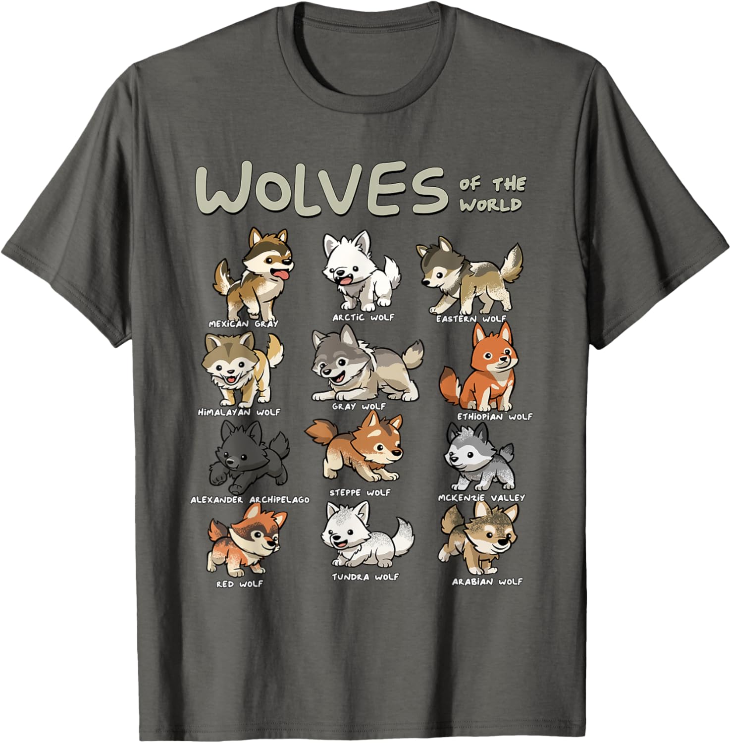 Charming Chibi Wolf T-Shirt for Animal Lovers - Cute Wolves Design - 7