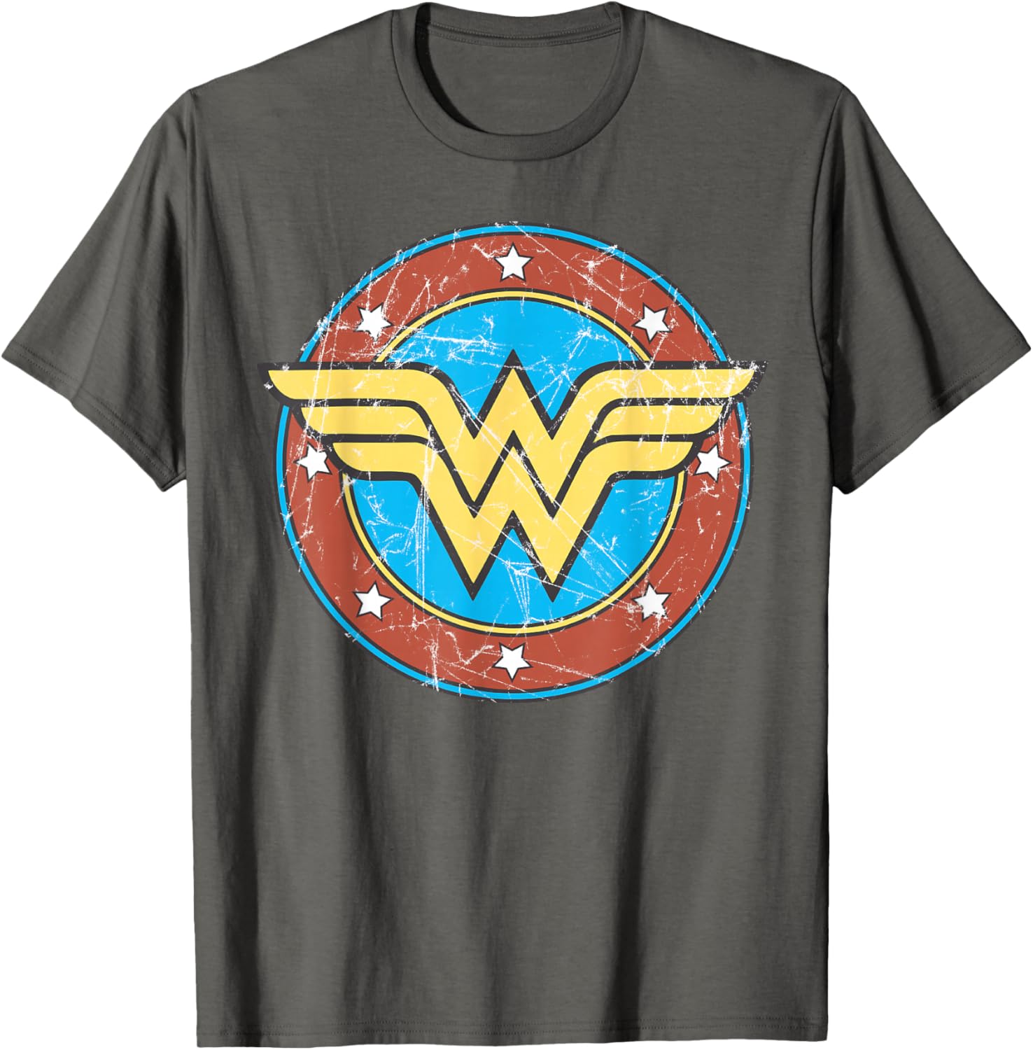 DC Wonder Woman Distressed Logo Circle T-Shirt for Superhero Fans - 10