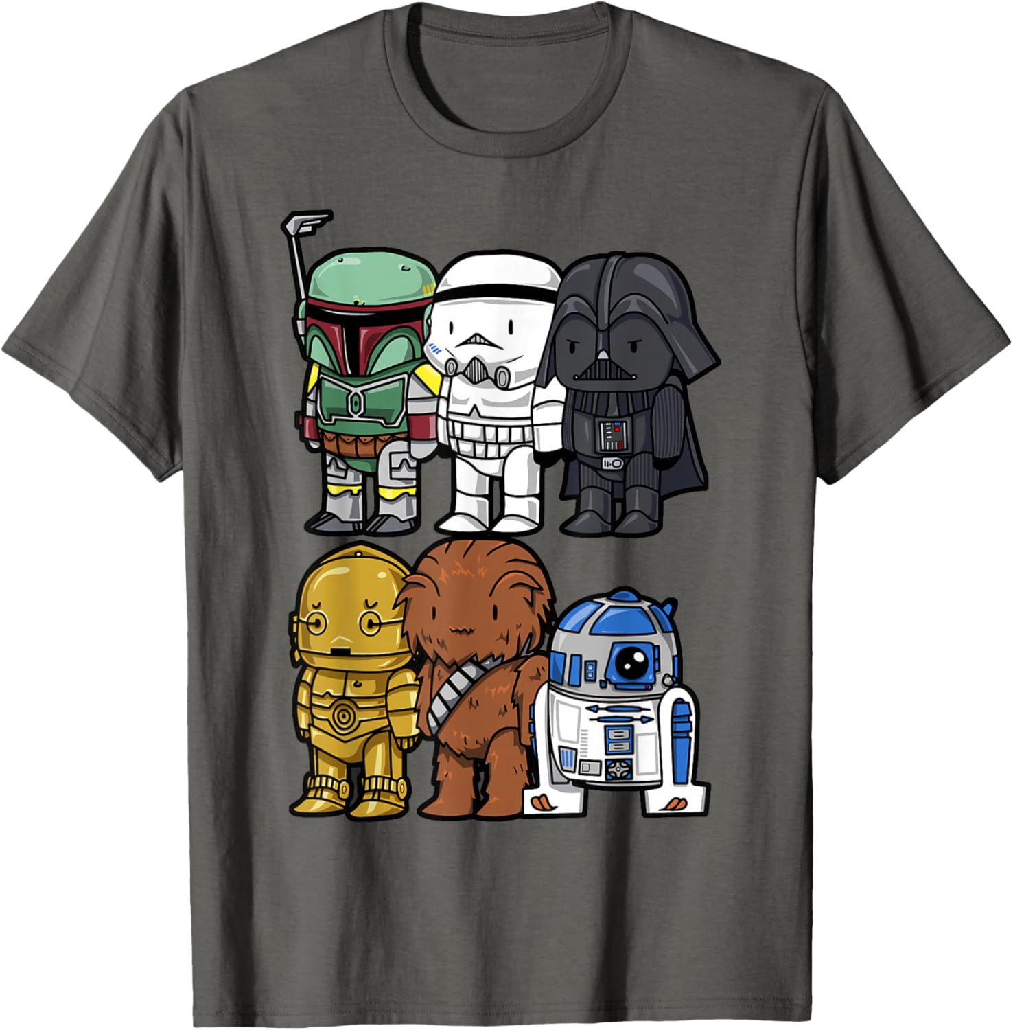 Star Wars Chibi Graphic T-Shirt featuring Boba Fett, Vader, Chewie & Trooper - 8