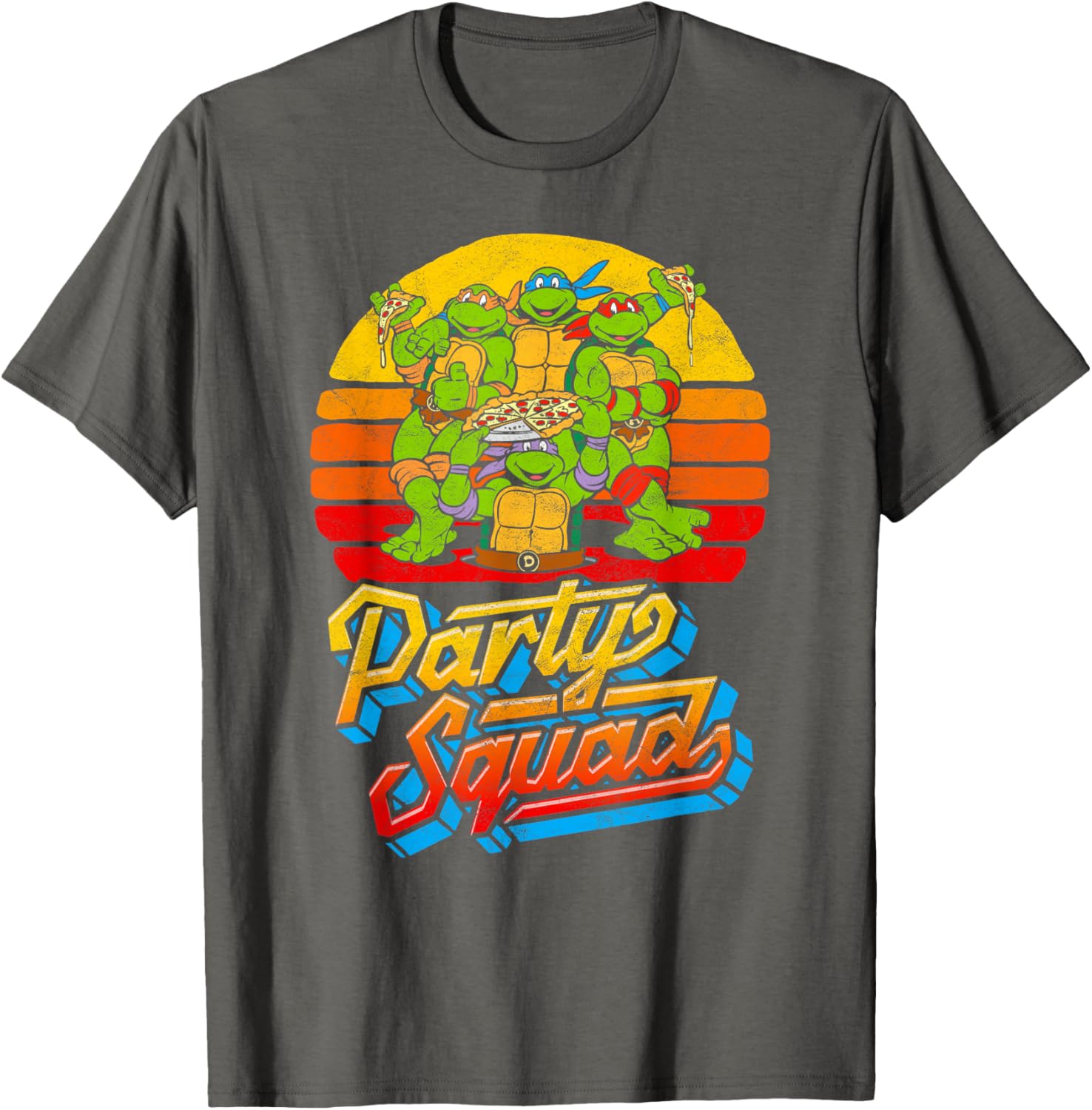 Mademark TMNT Vintage 80s Pizza Friends Distressed T-Shirt for Fans - 8