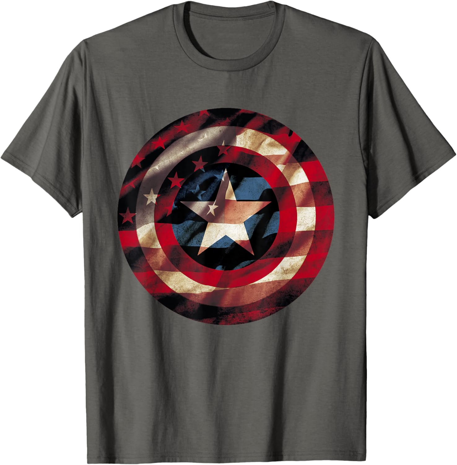 Captain America Graphic T-Shirt with Flag Fill Shield Design for Fans - 3