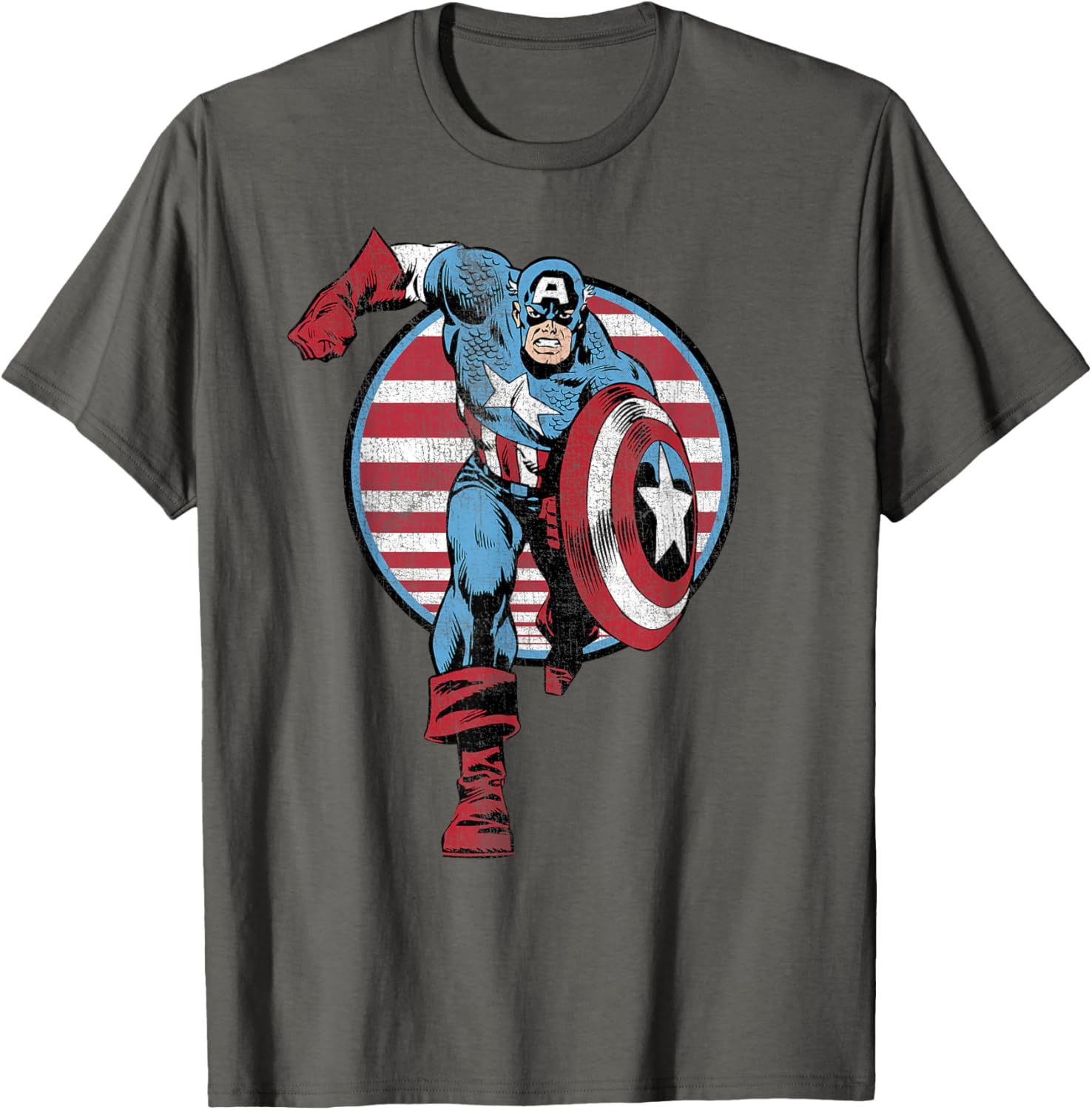 Vintage Captain America Retro Comic Circle T-Shirt for Fans - 8