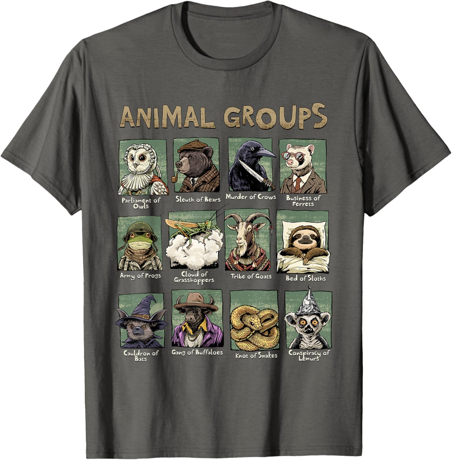 Animal Groups Unveiled T-Shirt - Fun Educational Wildlife Design - 10