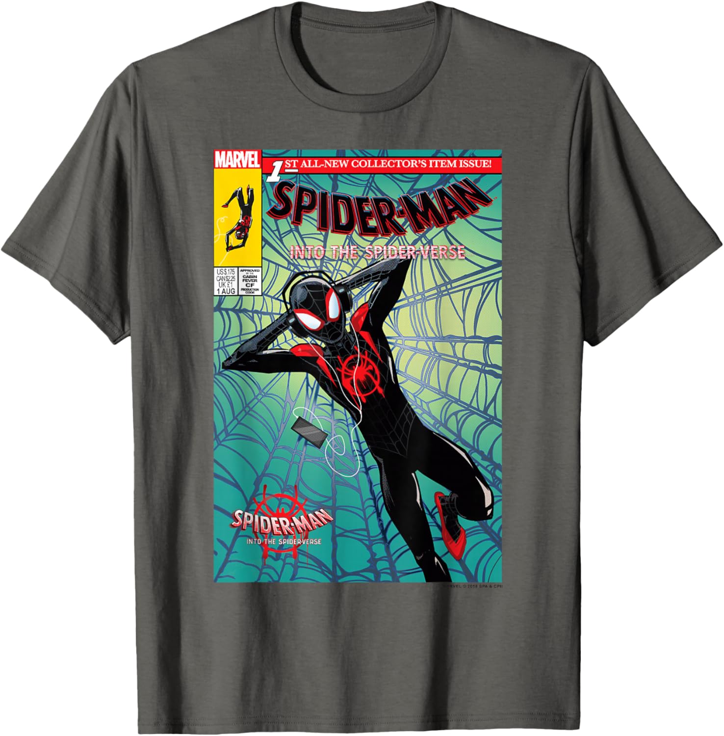 Classic Marvel Spider-Man Crew Neck T-Shirt Black 100% Cotton for Fans - 7