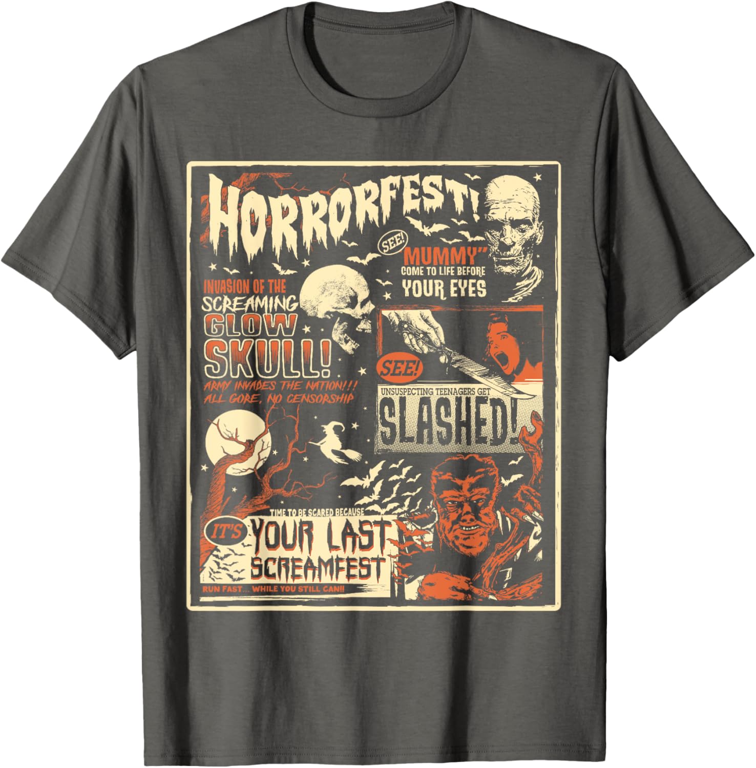 Vintage Horrorfest Halloween T-Shirt for Movie Lovers and Horror Fans - 1