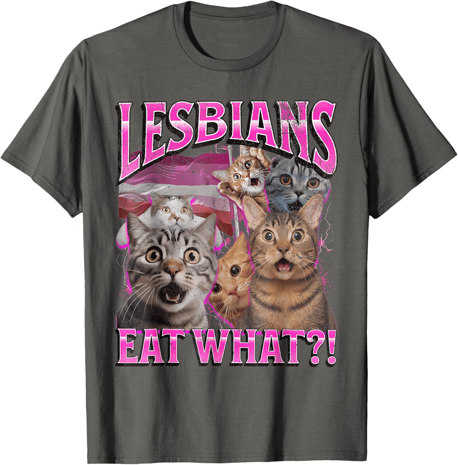 Funny Cat LGBTQ Pride T-Shirt with Lesbians Eat What Pun - Great Gift! - 3