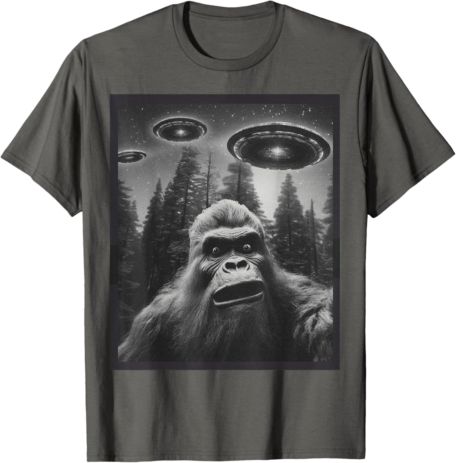 Funny Bigfoot Alien Cat Graphic Tee for Men and Women - Unique T-Shirt - 11