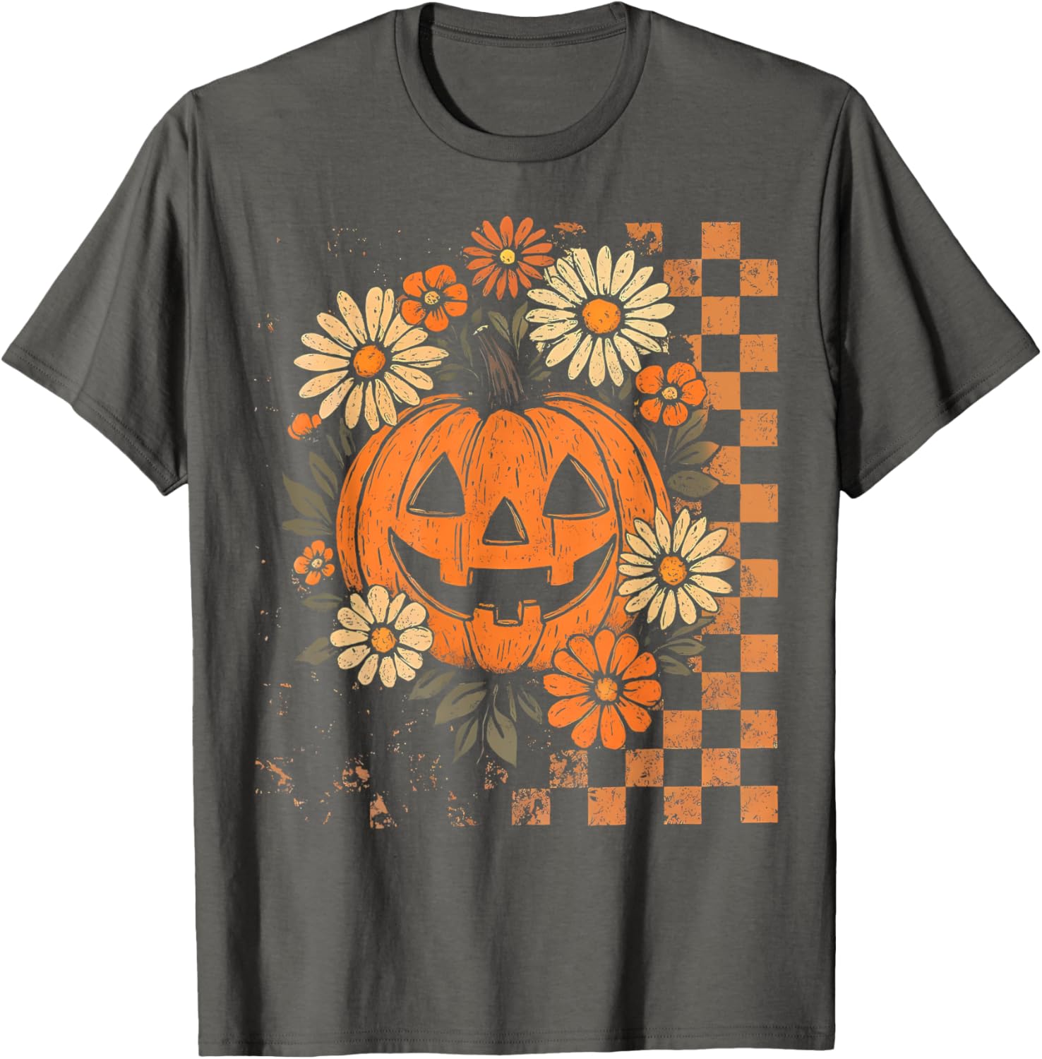 Vintage Floral Boho Pumpkin Halloween T-Shirt for Fall Fun - 25