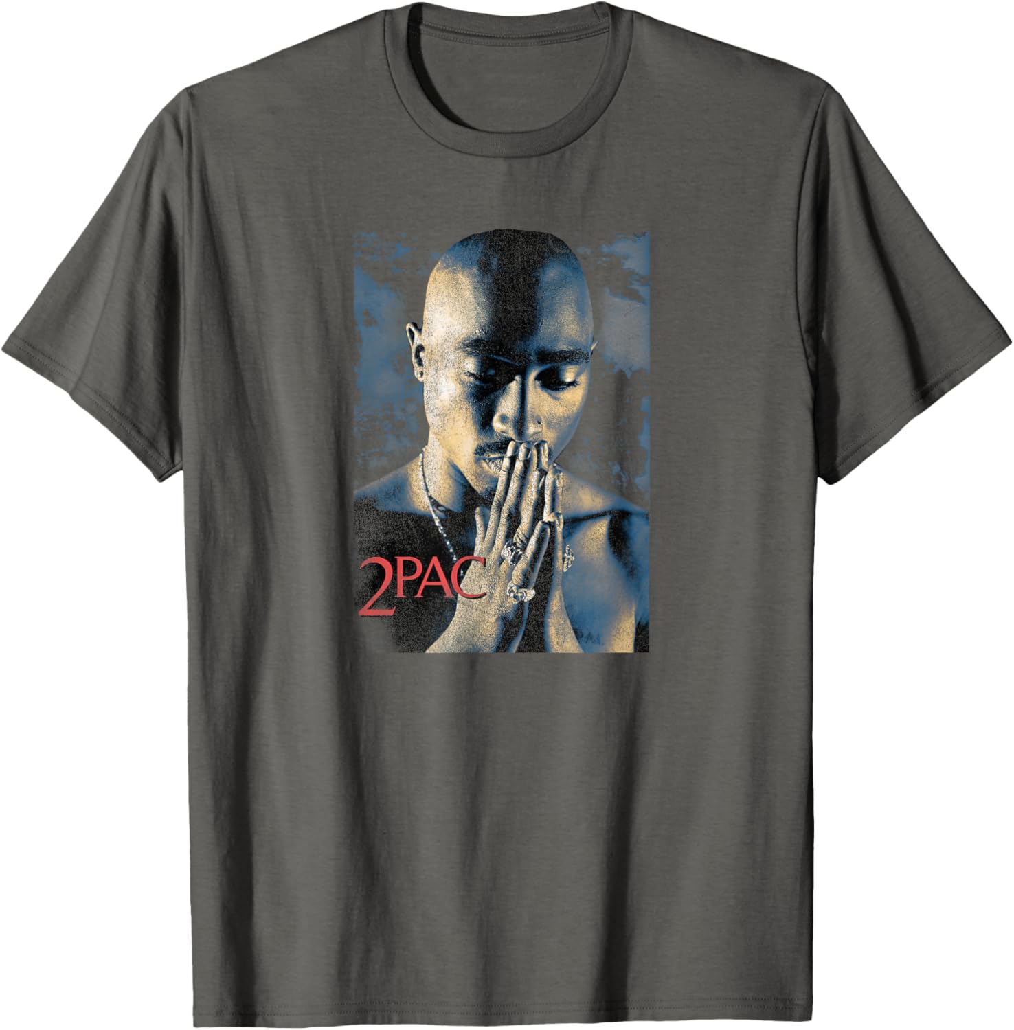 Tupac Shakur Grunge Praying Black Short Sleeve T-Shirt for Kids - 3