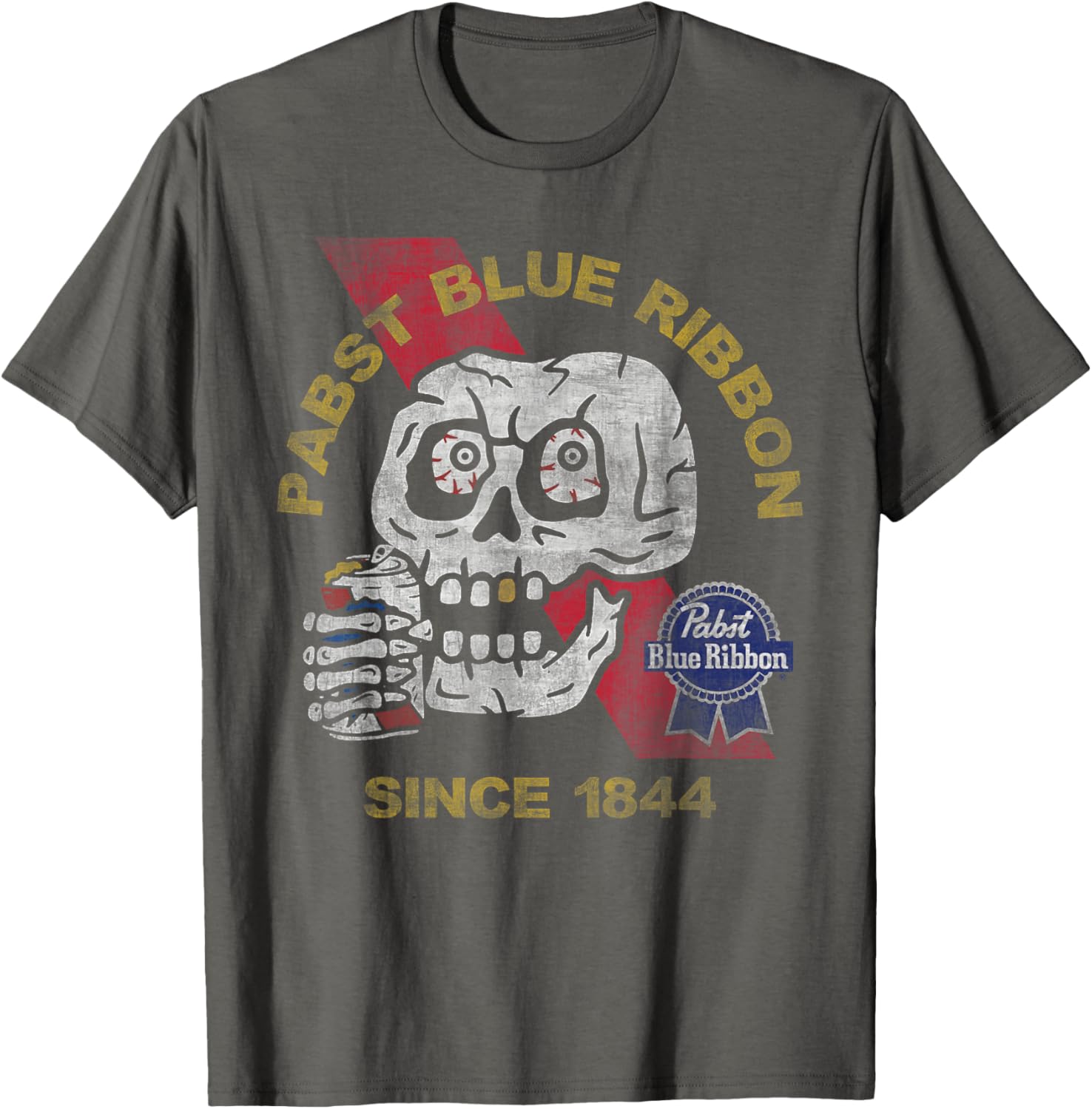 Weathered Pabst Beer Skull T-Shirt Vintage Style Since 1844 - 2