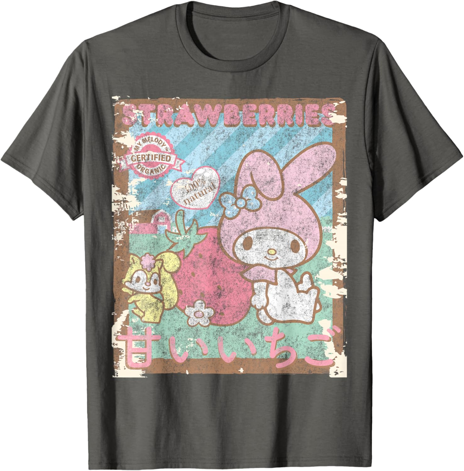 My Melody Strawberry Picking Short Sleeve T-Shirt for Fun Farm Days - 14